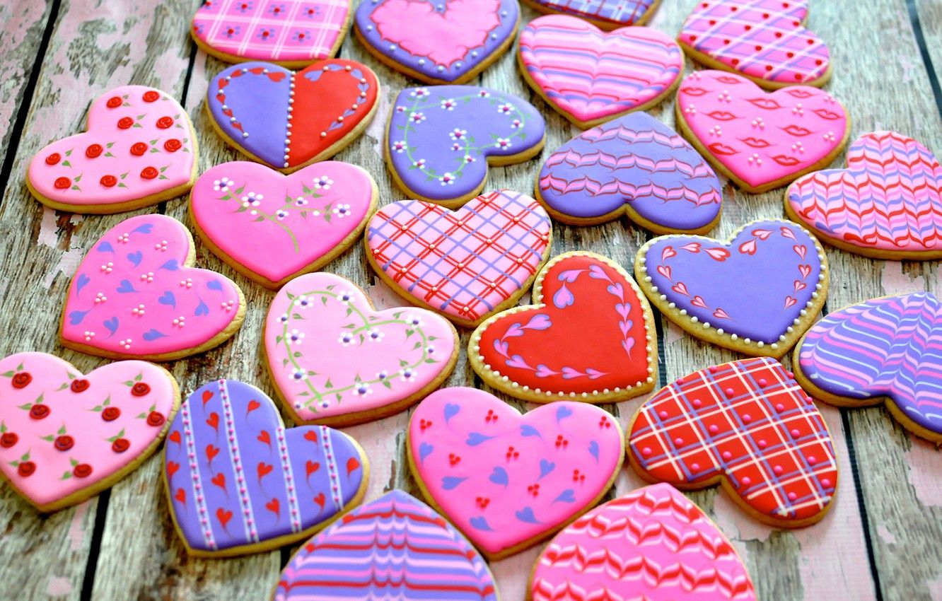 Wallpaper heart, cookies, cakes, sweet, Valentine's Day, sweets image for desktop, section еда