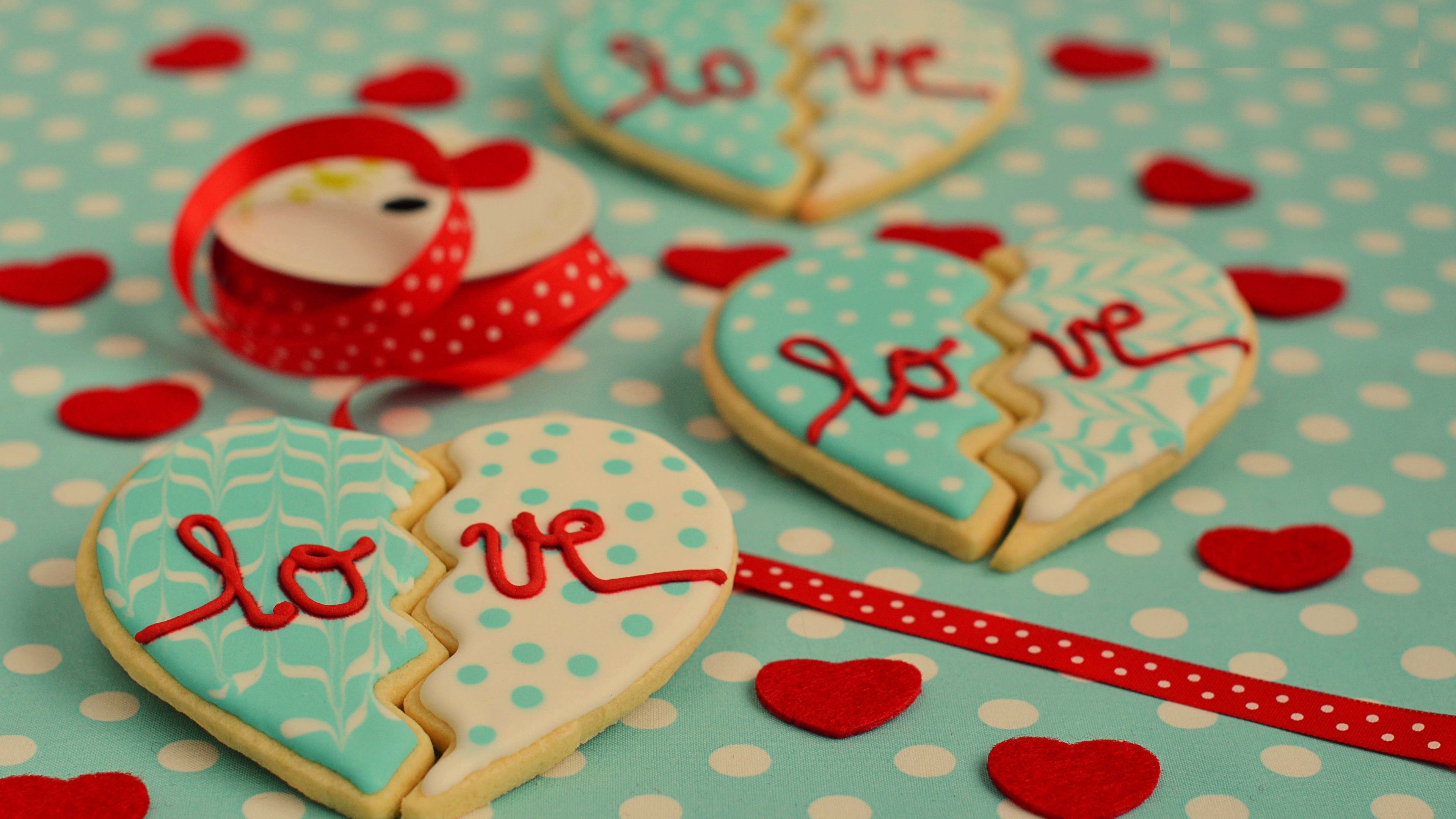 Wallpaper Valentine's Day, cookies, heart, love, Food