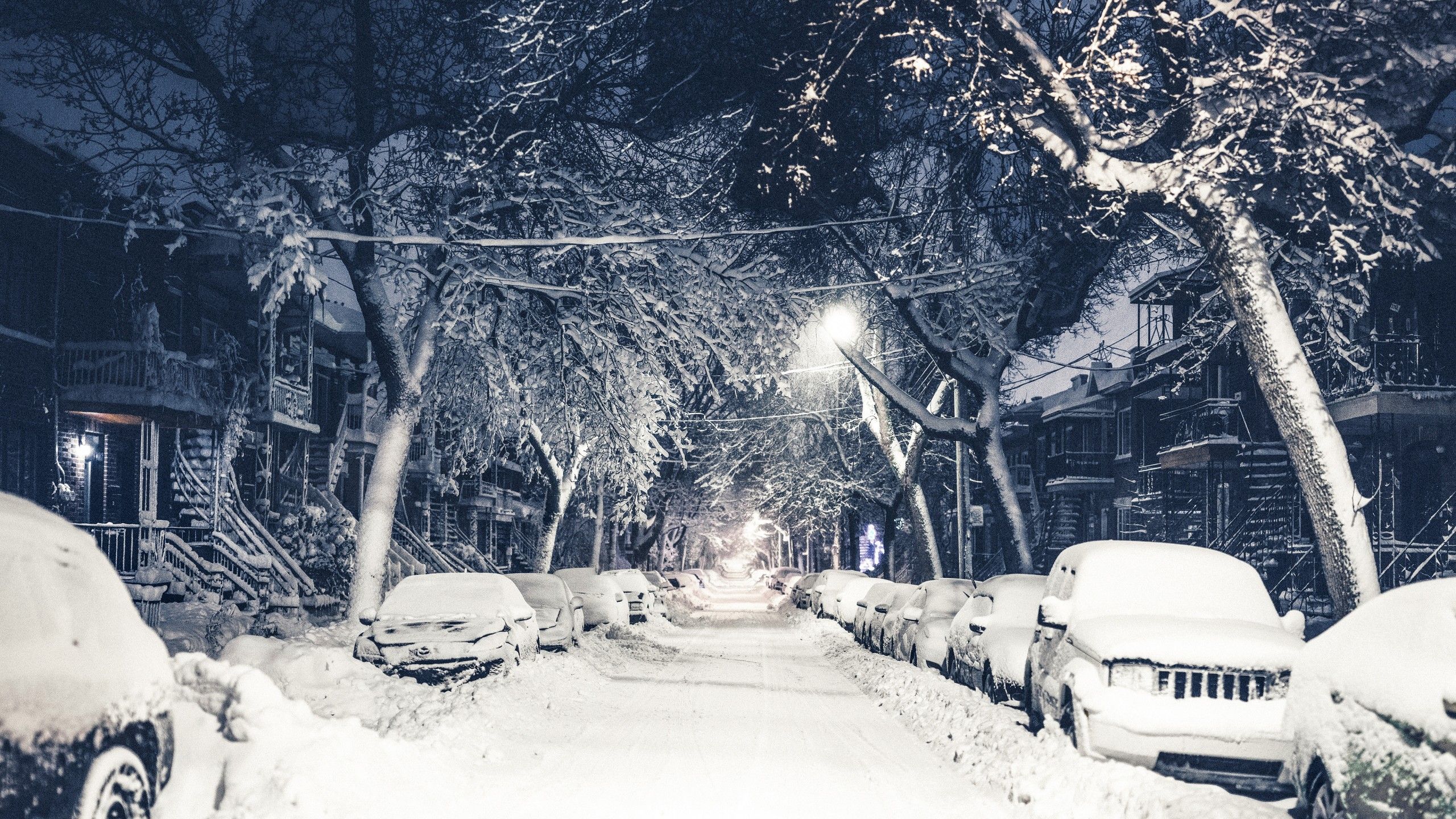 Wallpaper New York, winter, 4k, 5k, snow, street, OS