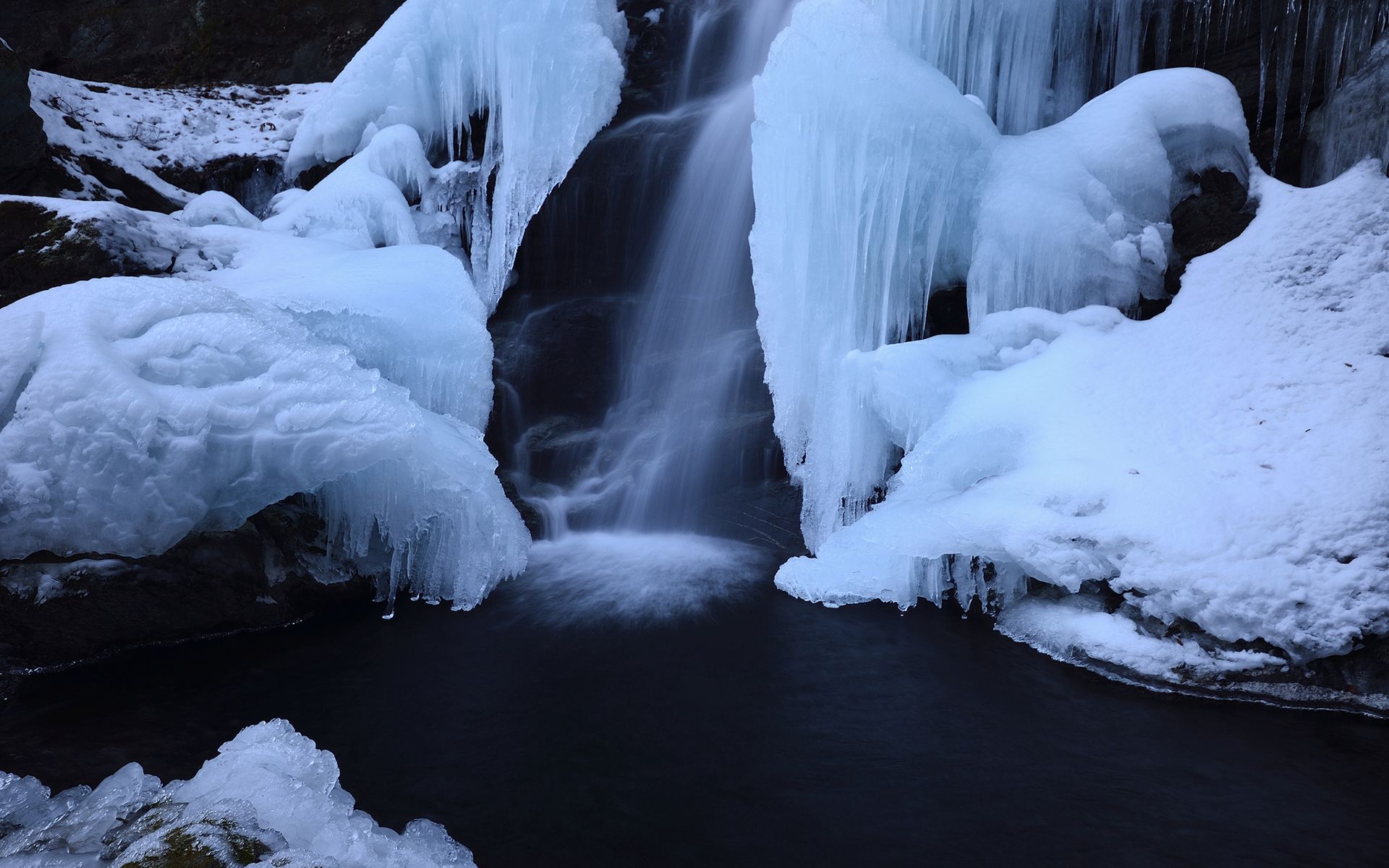 Waterfall Ice Winter snow timelapse wallpaperx1200