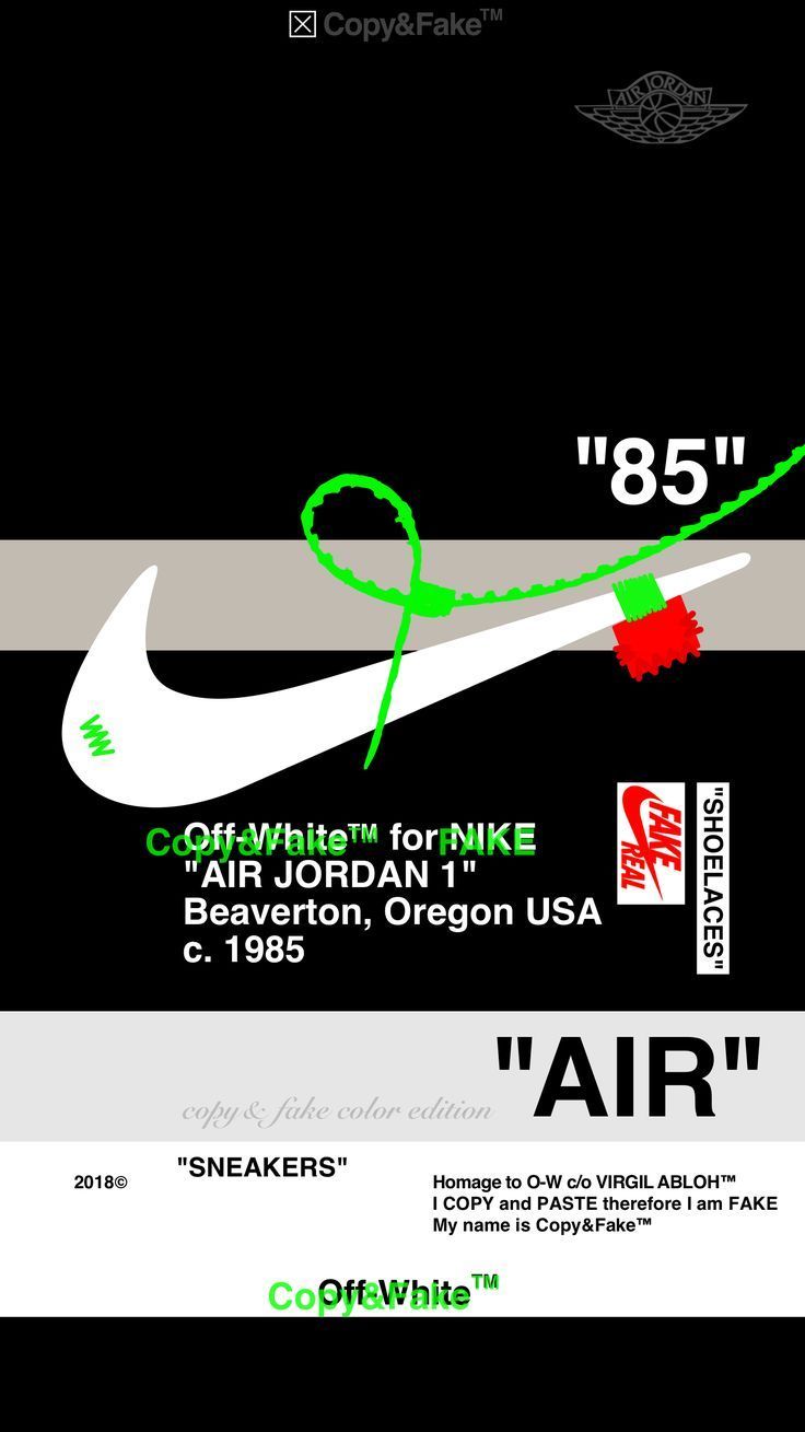 Off White™ X NIKE AJl Blk−A / Copy&Fake™ Color Edion::Click Here To Download Supreme Wall. Papel De Parede Da Nike, Para Iphone, Papeis De Parede