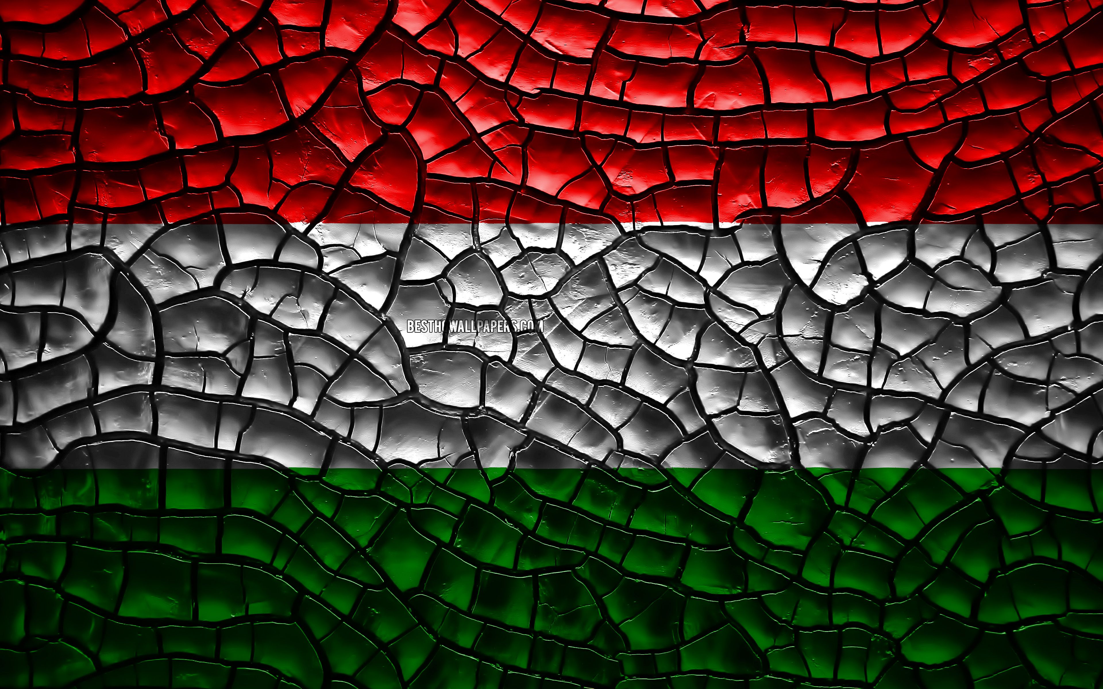 Download wallpaper Flag of Hungary, 4k, cracked soil, Europe, Hungarian flag, 3D art, Hungary, European countries, national symbols, Hungary 3D flag for desktop with resolution 3840x2400. High Quality HD picture wallpaper