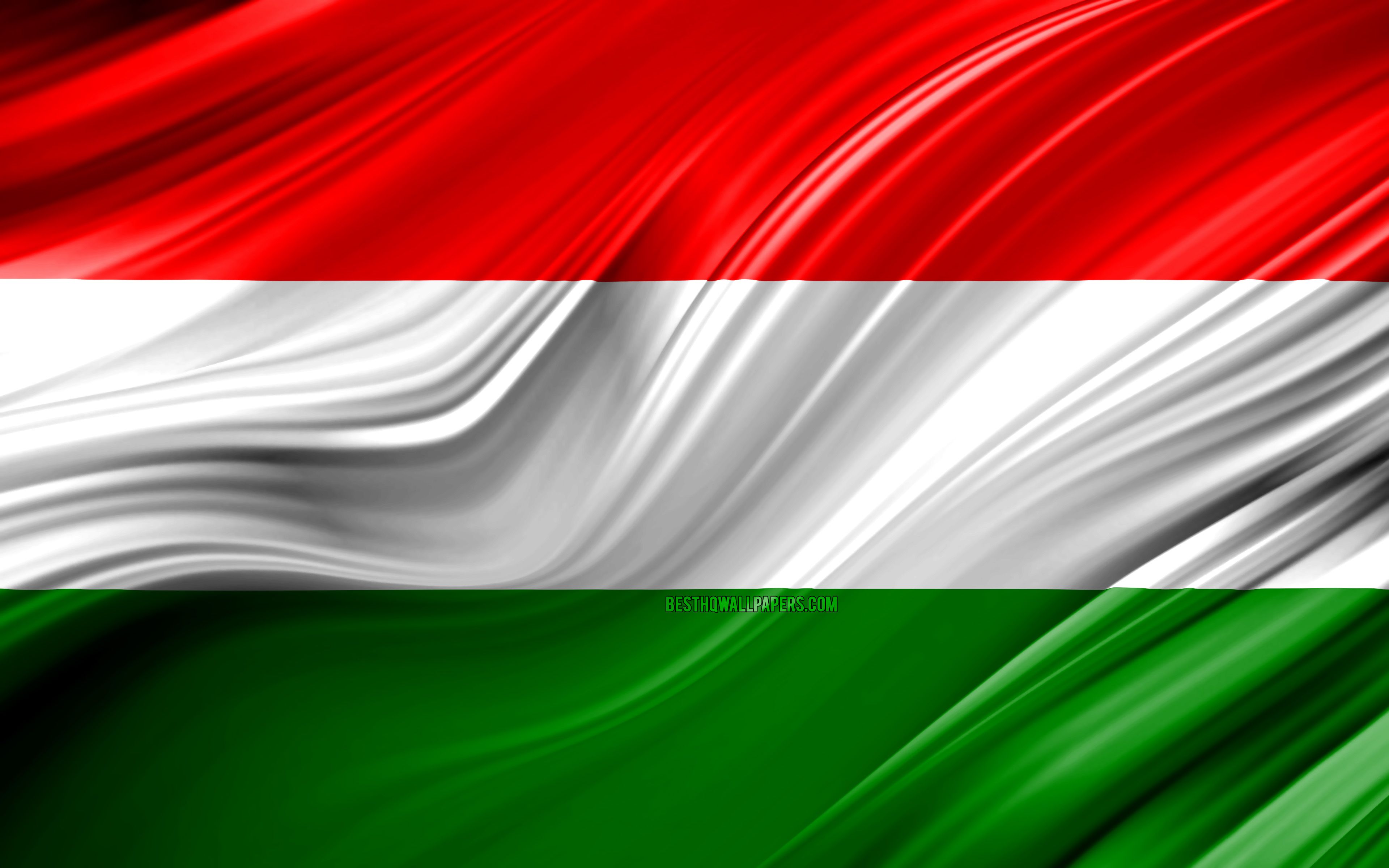 Download wallpaper 4k, Hungarian flag, European countries, 3D waves, Flag of Hungary, national symbols, Hungary 3D flag, art, Europe, Hungary for desktop with resolution 3840x2400. High Quality HD picture wallpaper