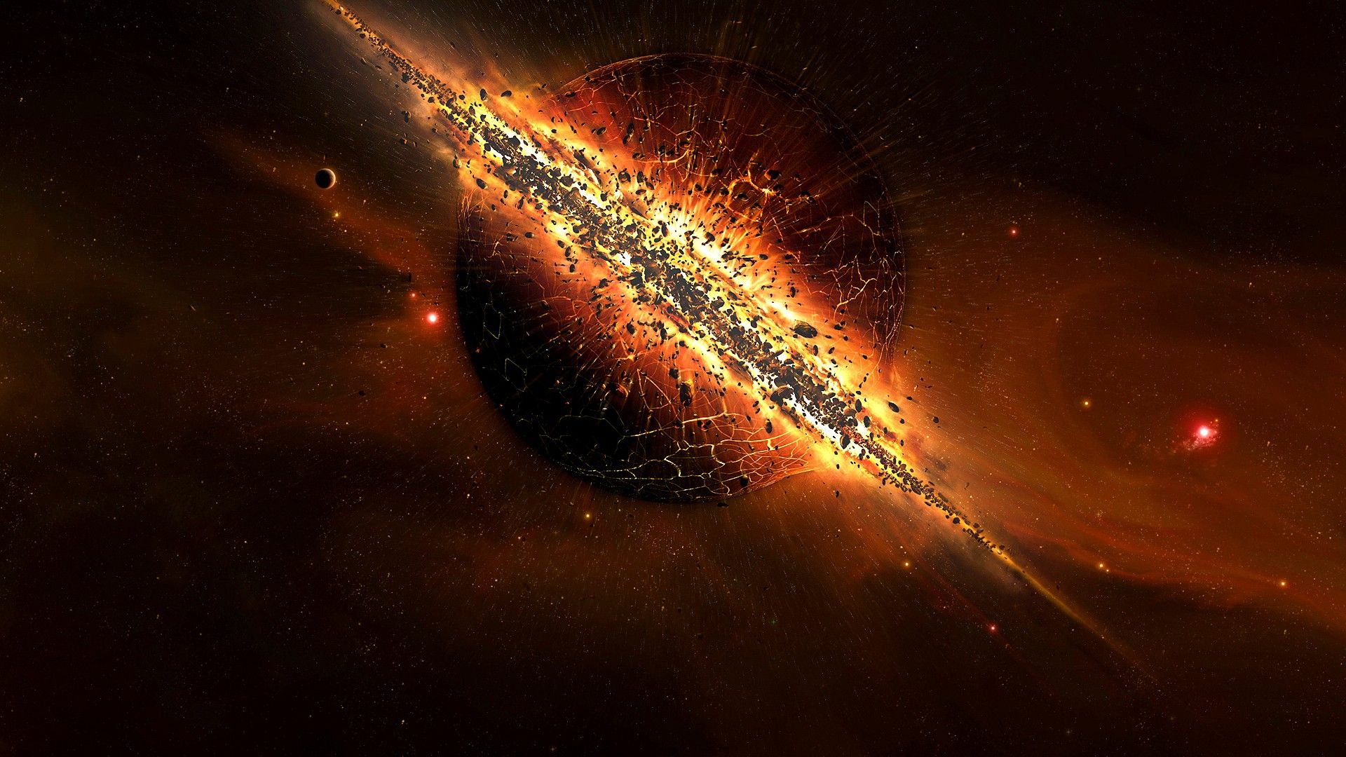 outer space, stars, planets, digital art, explosion wallpaper