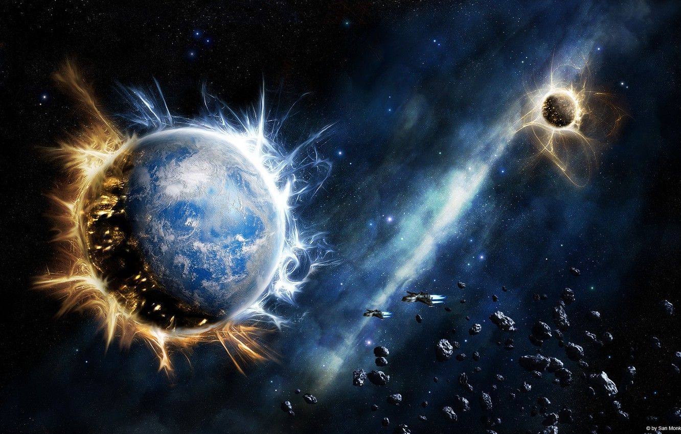 Wallpaper stars, the explosion, planet image for desktop, section космос