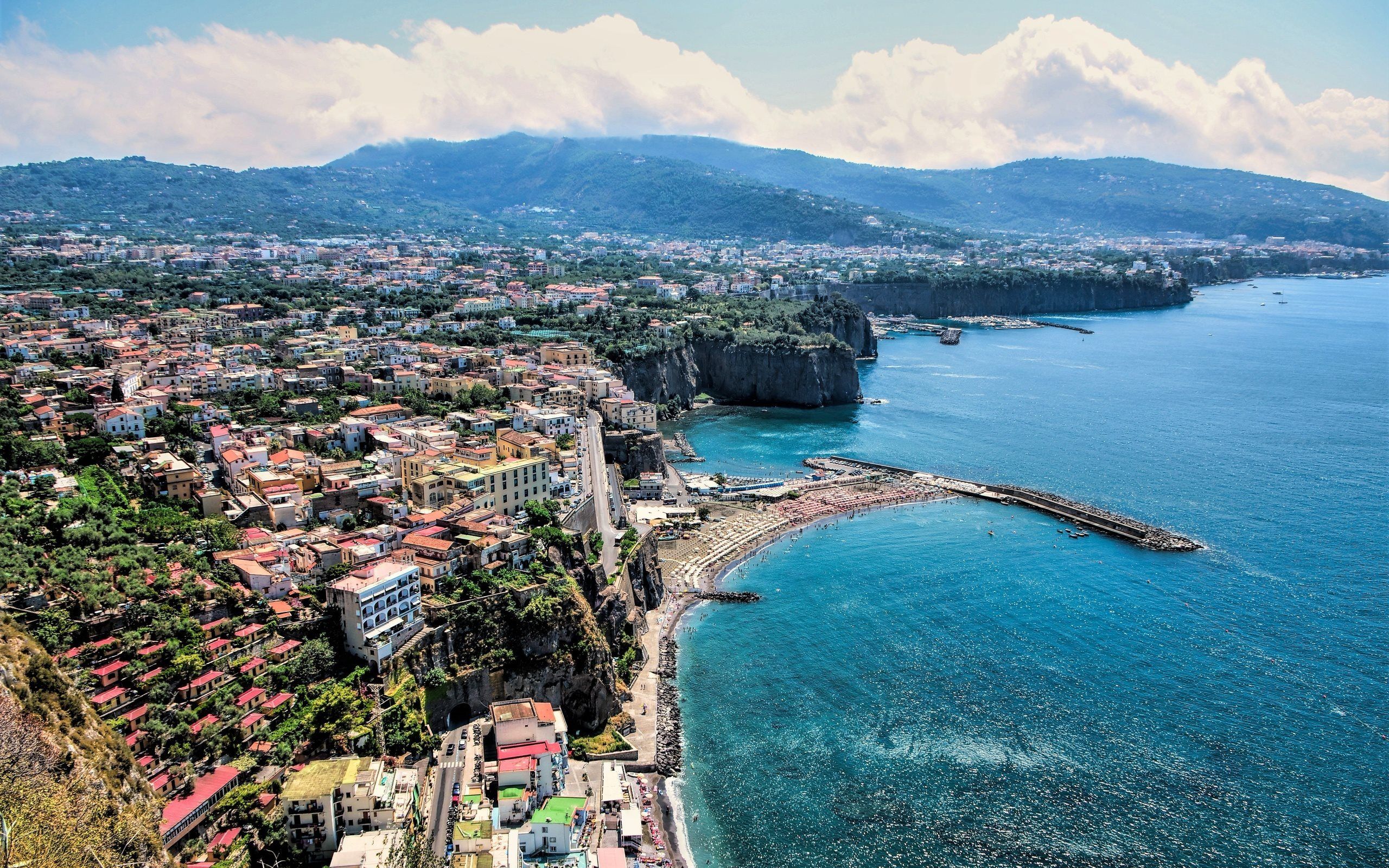 Download wallpaper Sorrento, sea, coast, buildings, summer, Italy for desktop with resolution 2560x1600. High Quality HD picture wallpaper
