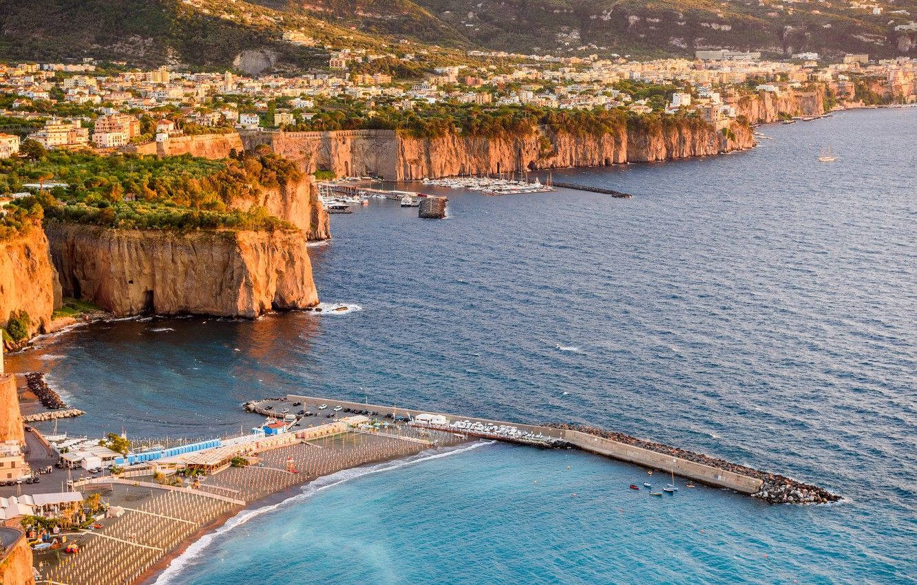 Wallpaper sea, rocks, port, Italy, Sorrento image for desktop, section город
