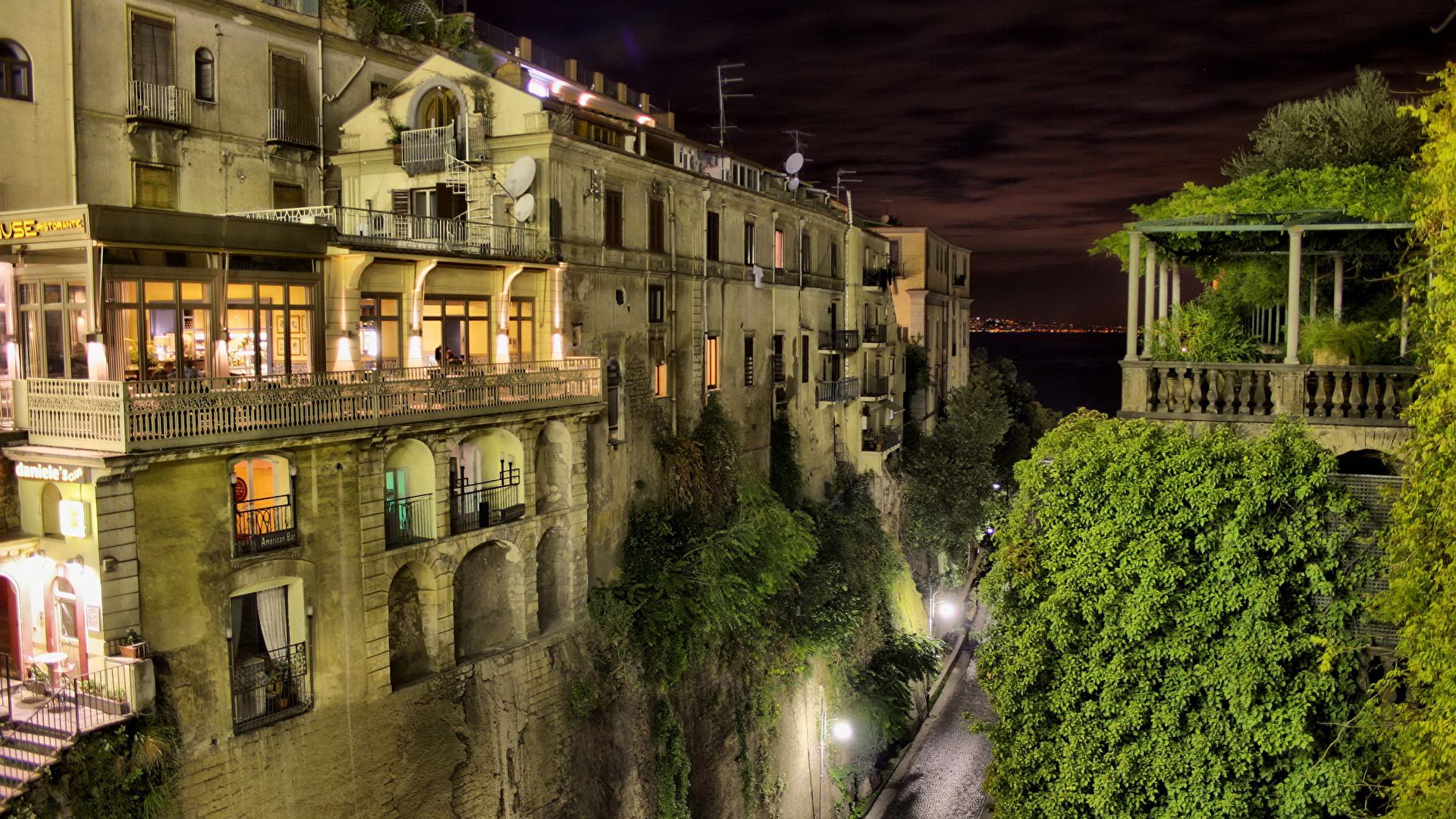 Image Sorrento Italy Street night time Cities Building 1920x1080