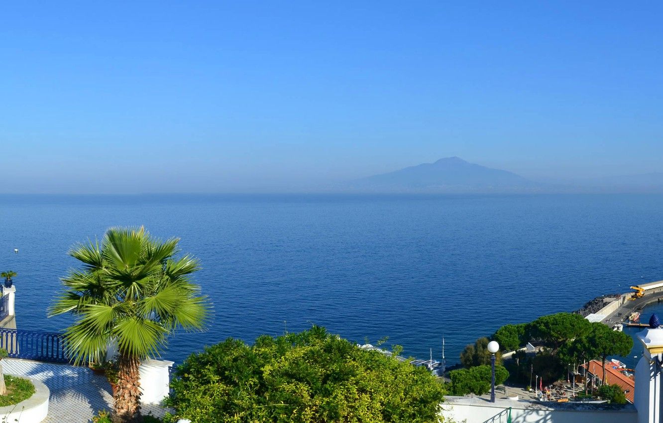 Wallpaper port, Italy, panorama, Vesuvius, The Bay of Naples, Sorrento image for desktop, section пейзажи