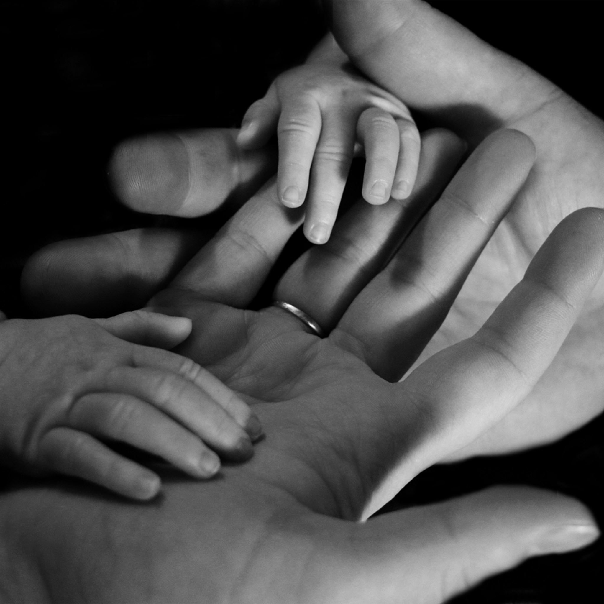 Hands Child Family Bw Love Hold iPad Pro Wallpaper Free Download
