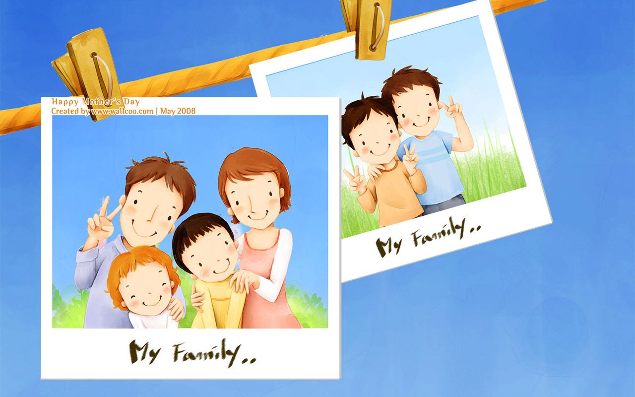 Sweet & Cute illustration of Family Love 1280x800 NO.12 Desktop Wallpaper