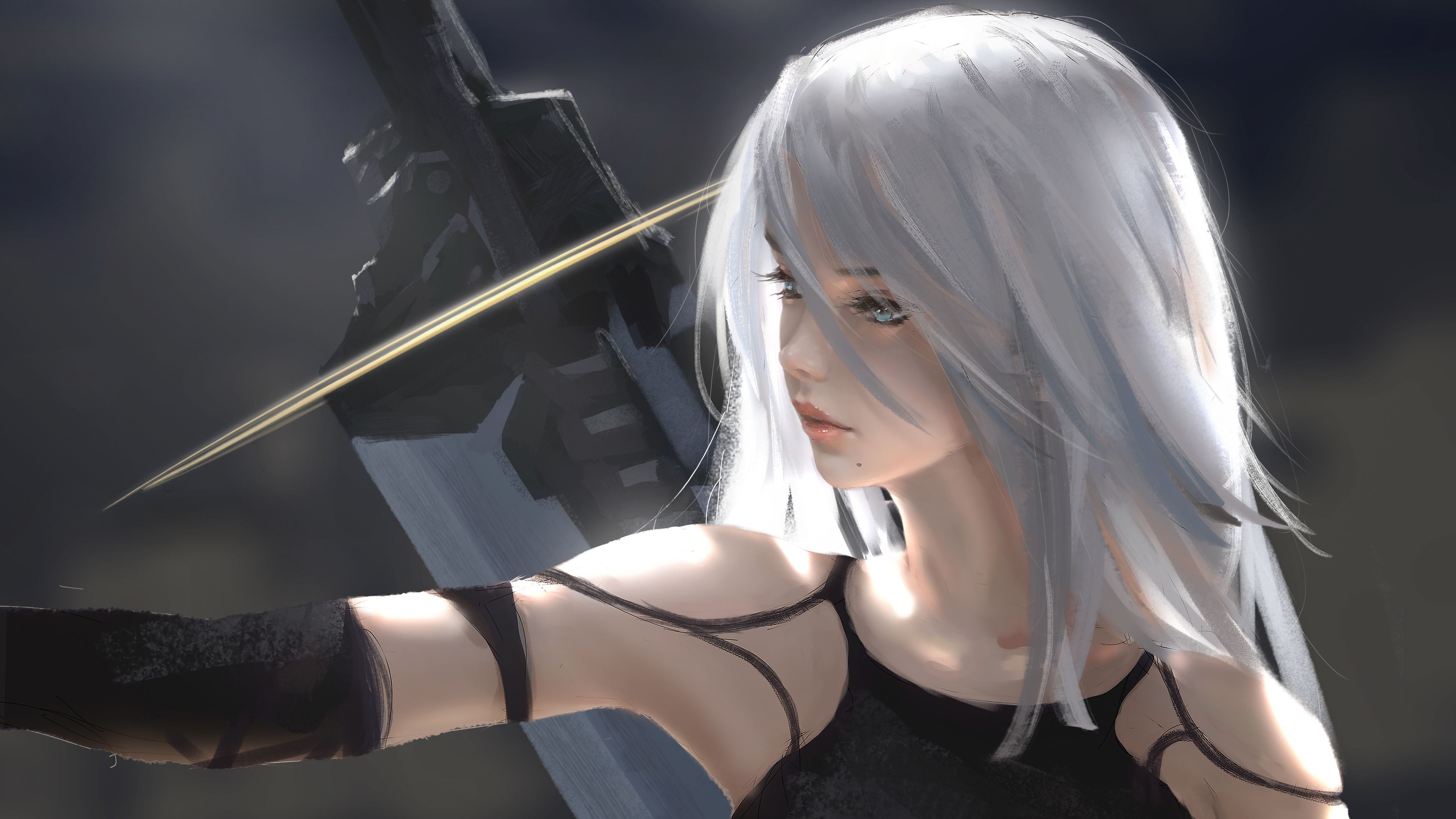 Nier Automata Fanart 4k Nier Automata Wallpaper, Hd Wallpaper, Games Wallpaper, Fantasy Girls Wallpaper, Digital A. Digital Art Girl, Fantasy Girl, White Hair