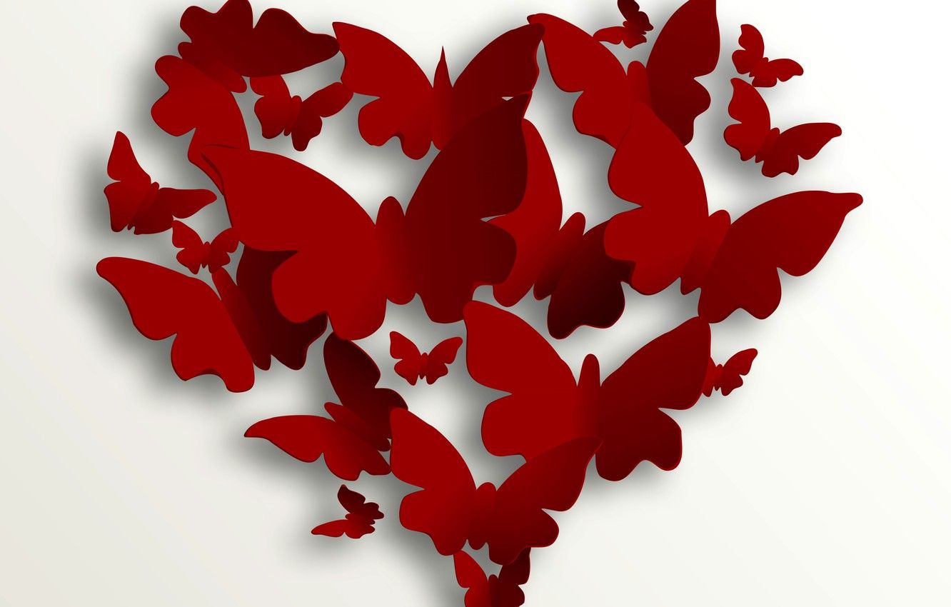 Wallpaper butterfly, heart, love, heart, romantic, Valentine's Day image for desktop, section рендеринг