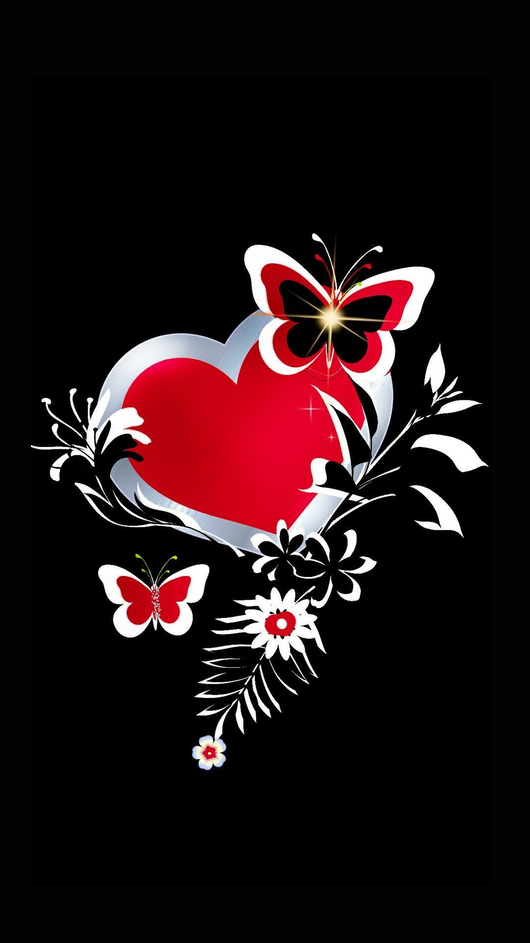 Red heart w/ butterfly. Heart iphone wallpaper, Valentines wallpaper, Butterfly wallpaper