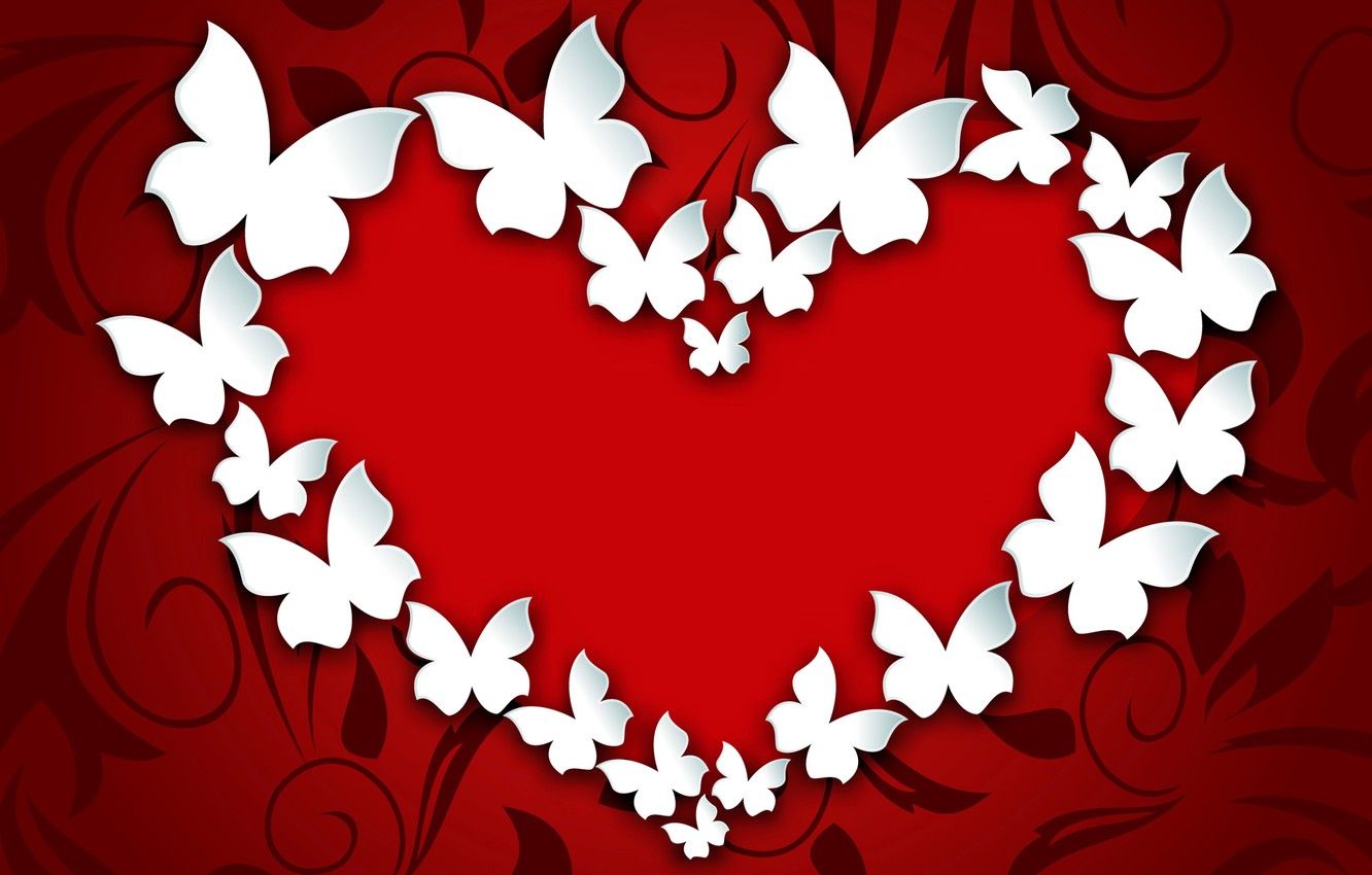 Wallpaper butterfly, heart, love, heart, romantic, Valentine's Day image for desktop, section праздники