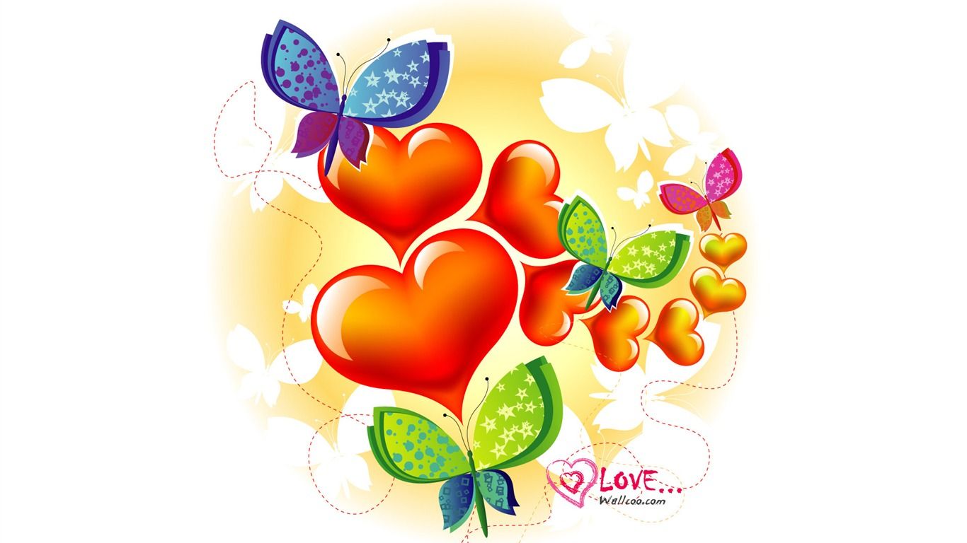 Butterfly love Day wallpaper illustration design