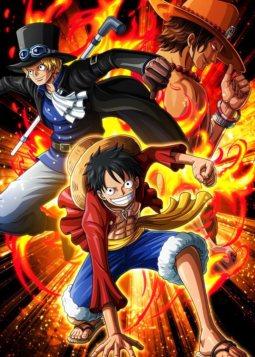 Luffy Sabo Ace ' Poster Print by OnePieceTreasure. Displate. Manga anime one piece, One piece wallpaper iphone, One piece drawing