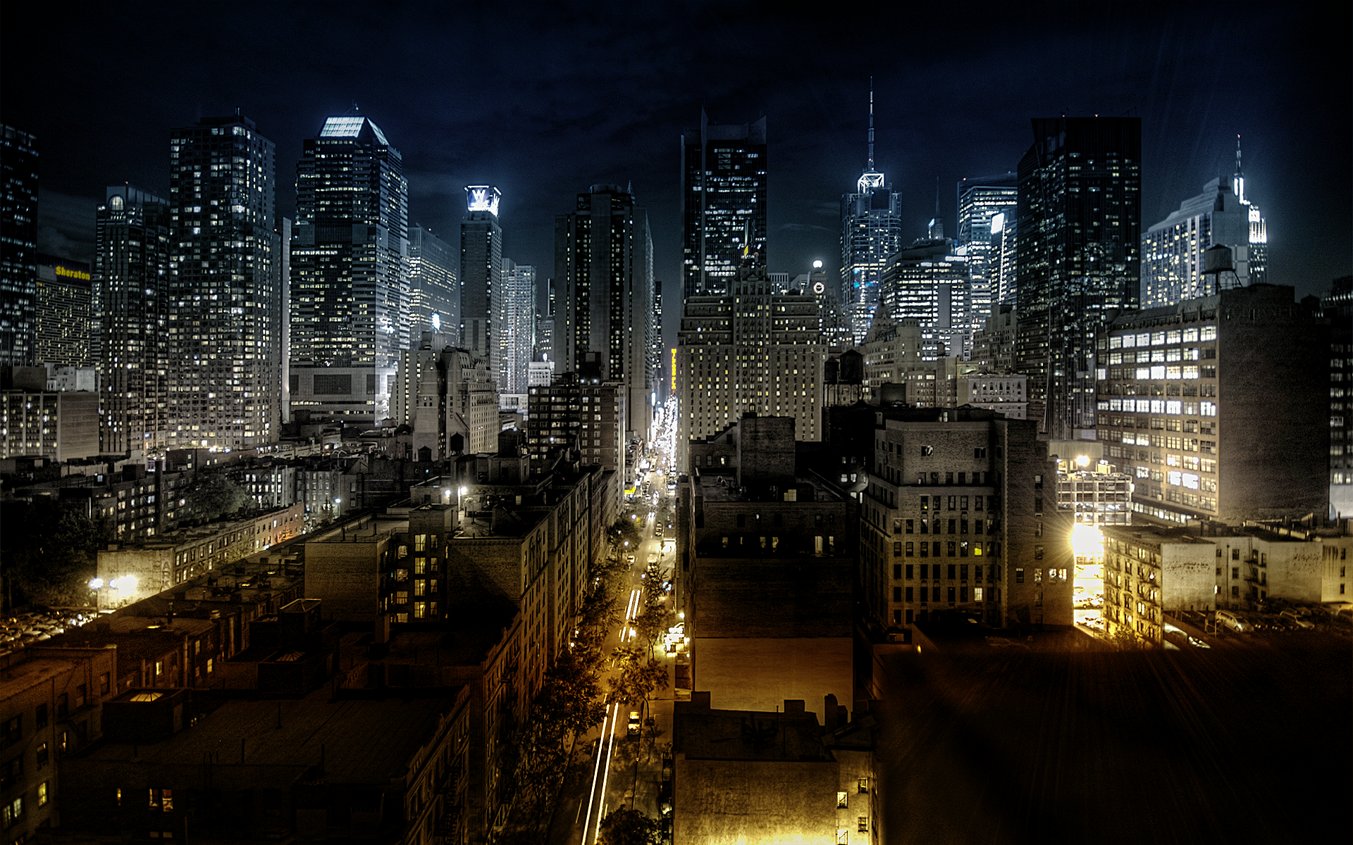 Night city and the skyscrapers wallpaper and image, picture, photo