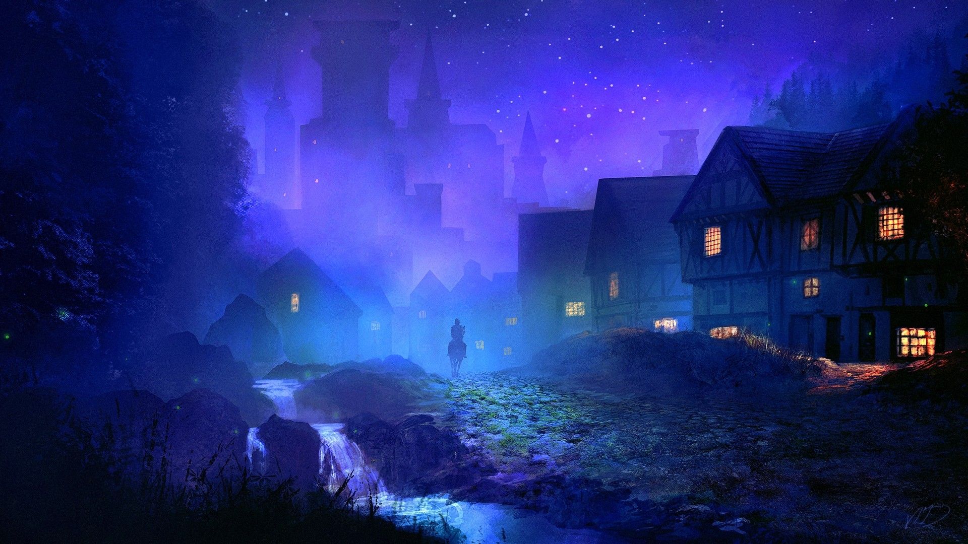 Medieval Town At Night