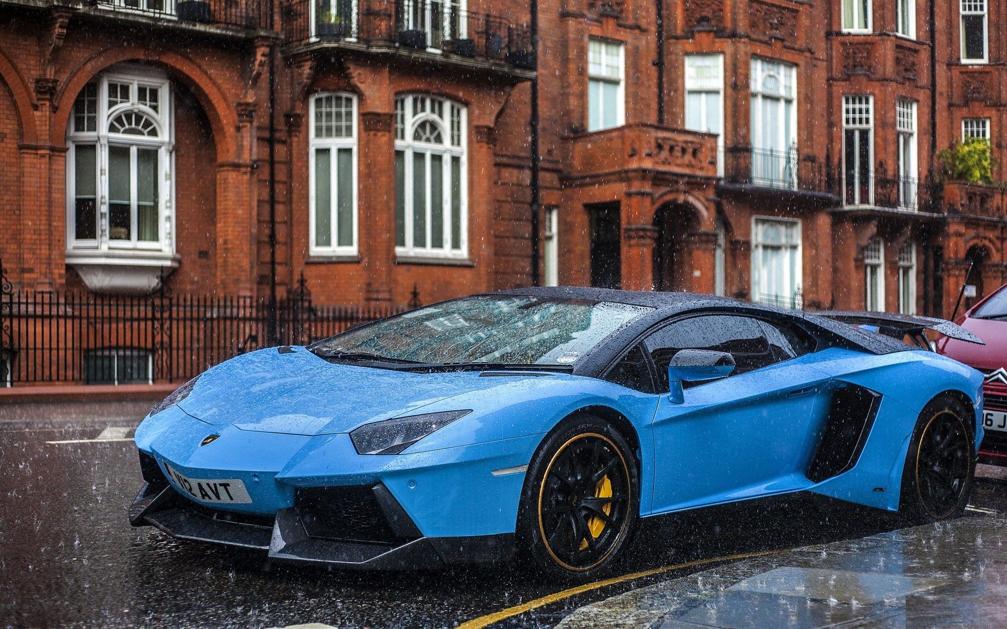 Aventador Lamborghini Blue Car In Rain HD Luxury Wallpaper Cars Wallpaper HD Download