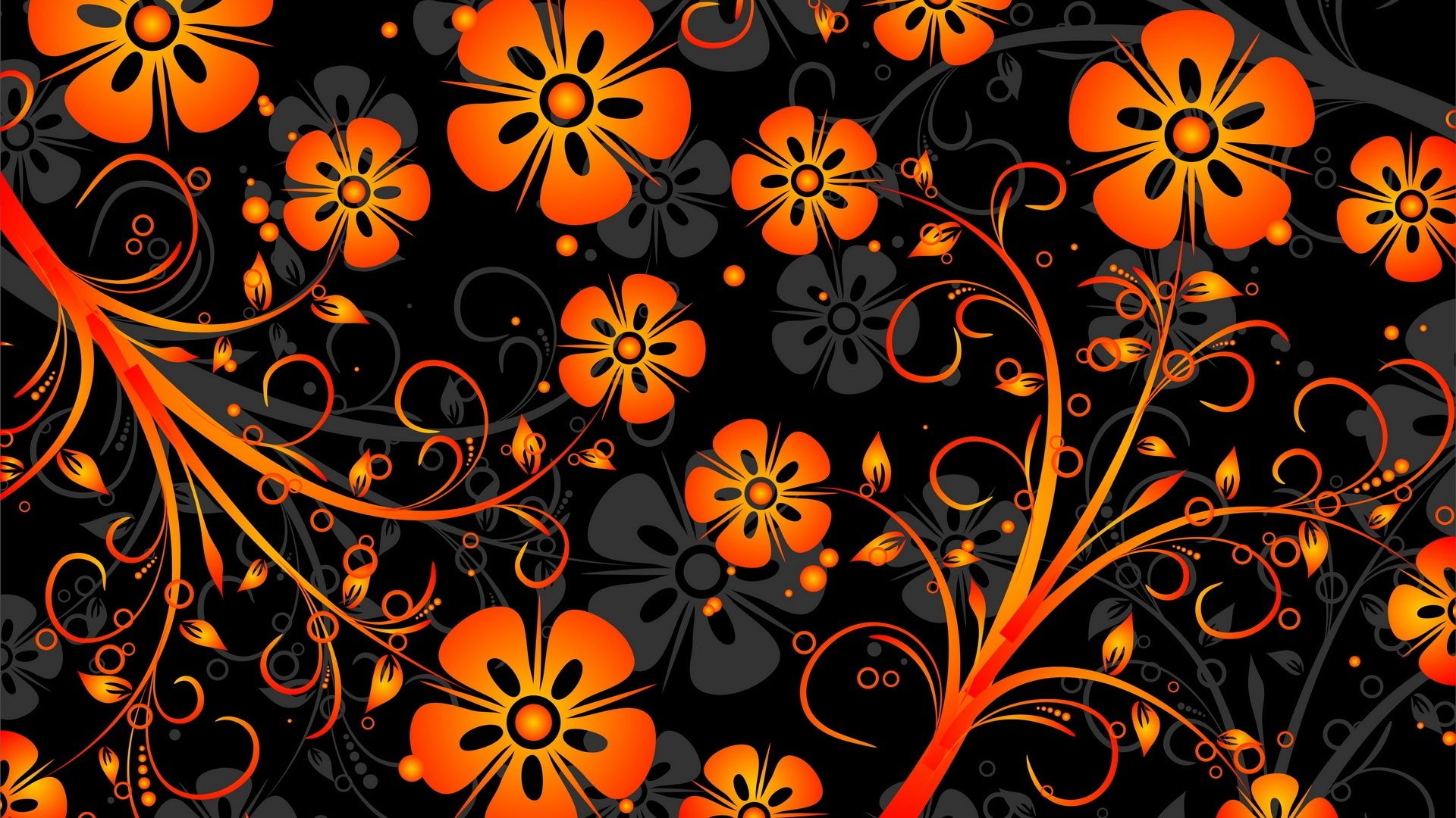 Orange Flowers Texture Vector Wallpaper [1920x1080]