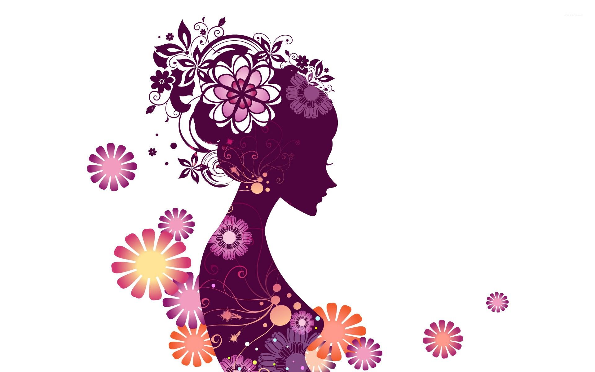 Girl with flowers wallpaper wallpaper