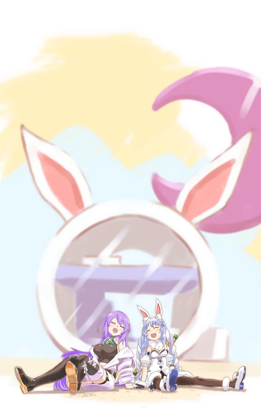 usada pekora and moona hoshinova (hololive and 1 more) drawn