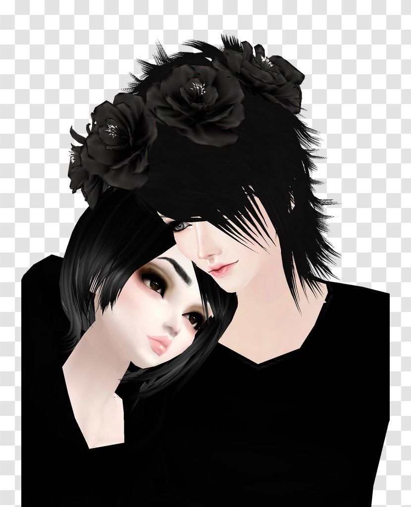 IMVU Black Hair Red Image Picture Download Transparent PNG