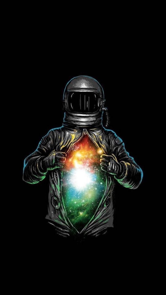 Astronaut Opening His Suit Galaxy Light Coming Out Of It Cool Galaxy Background Black Background. Astronaut Wallpaper, Astronaut Art, Space Art
