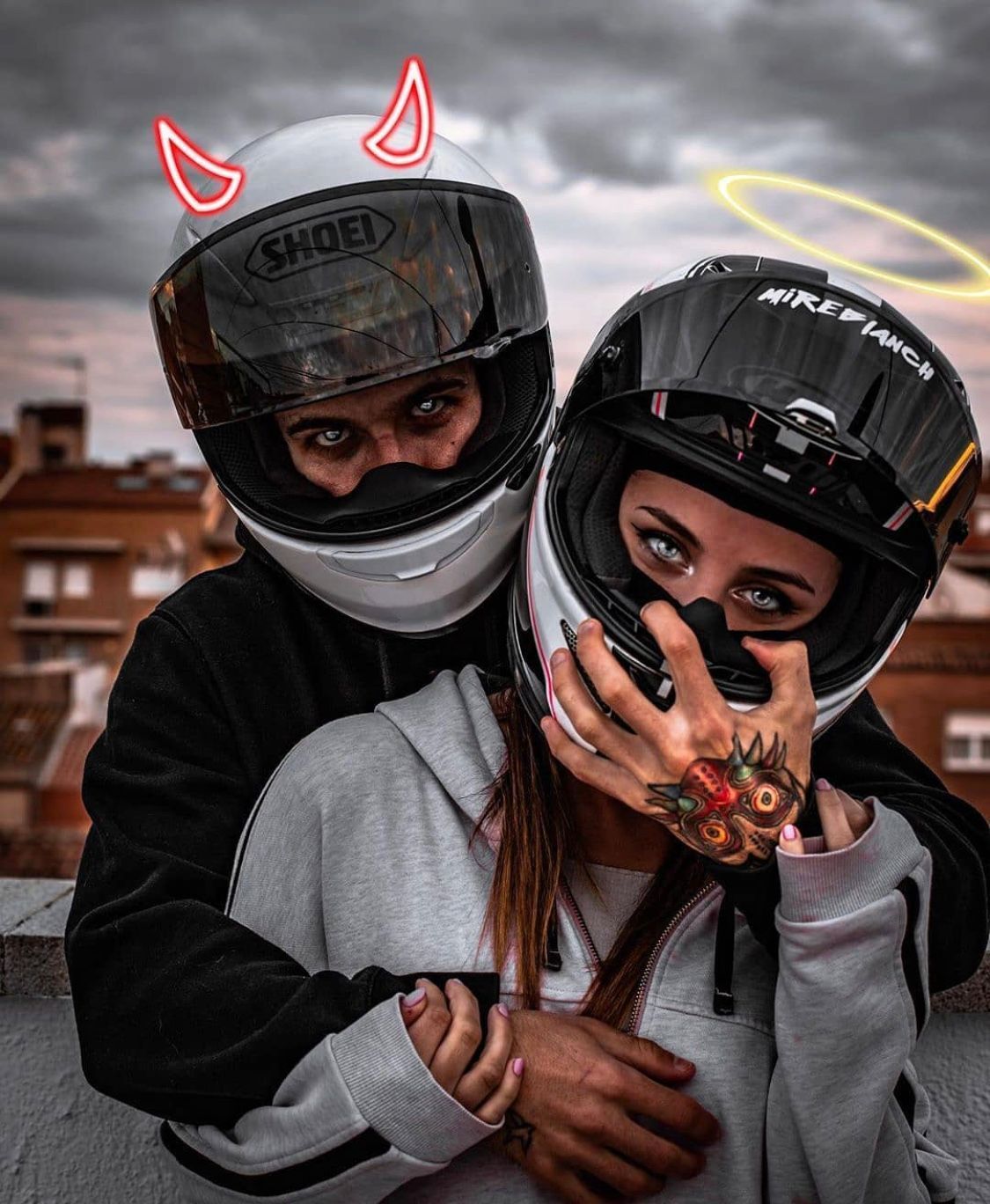Evil Love ❤️. Bike couple, Motorcycle girl, Bike photohoot