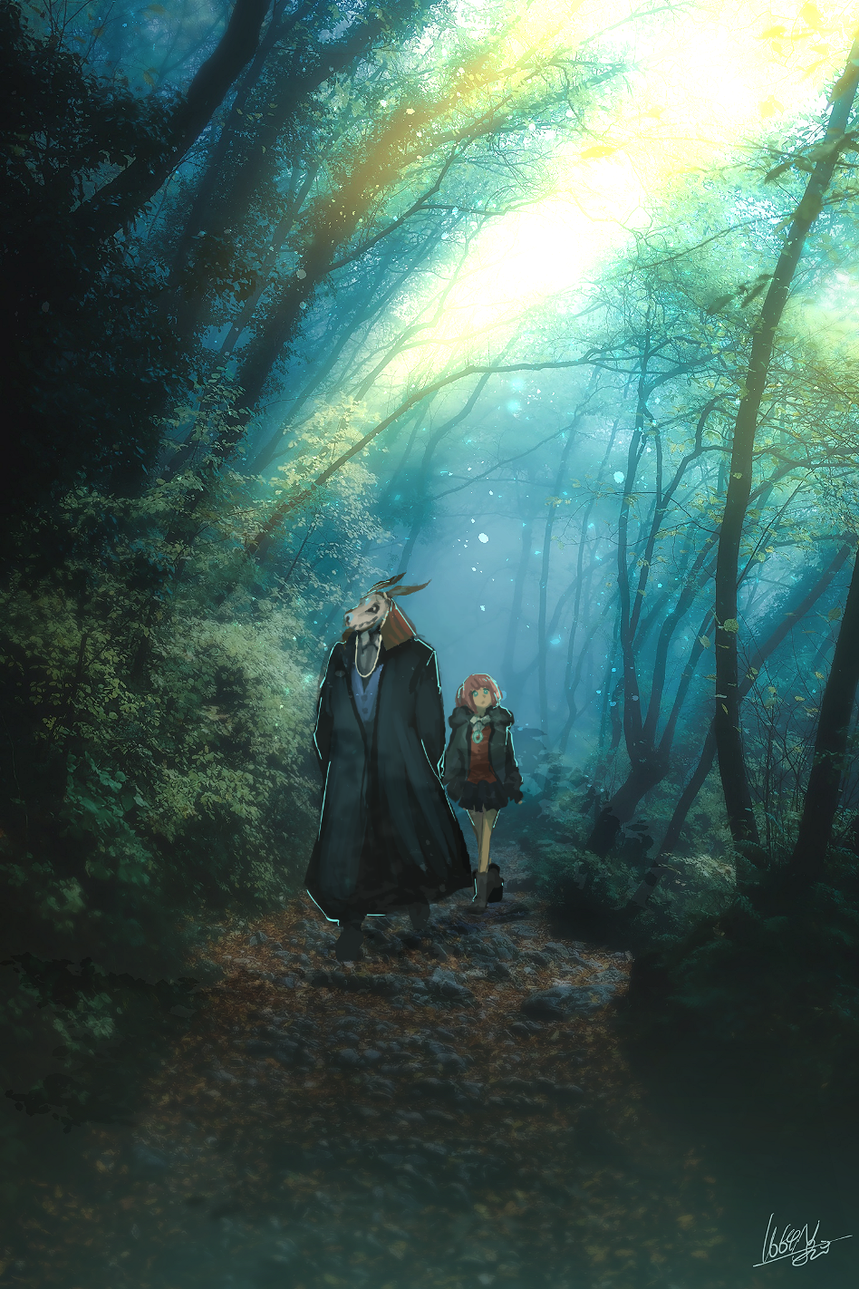 Wallpaper mahoutsukai no yome, chise hatori, couple, anime desktop