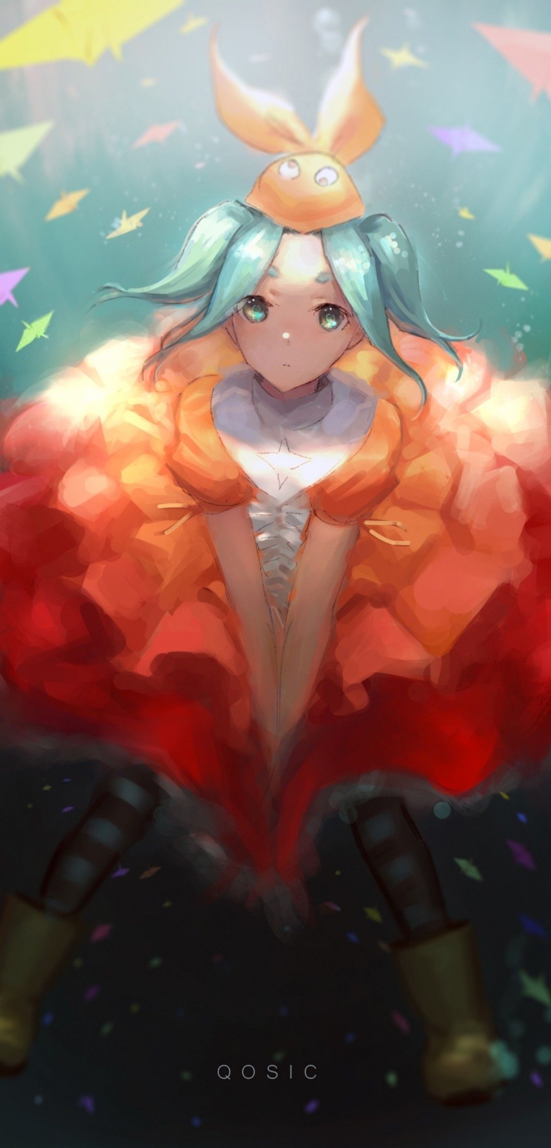 Download 1080x2248 Ononoki Yotsugi, Monogatari Series, Green Hair, Dress Wallpaper for Xiaomi Mi 8 Pro