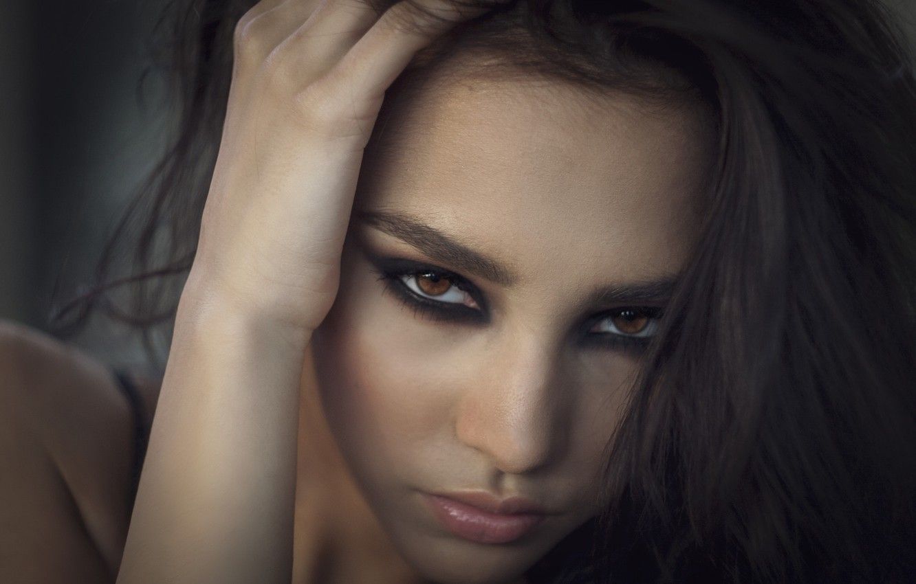 Photo Wallpaper Girl, Model, Brown Eyes, Photo, Lips, Eyes Wallpaper & Background Download