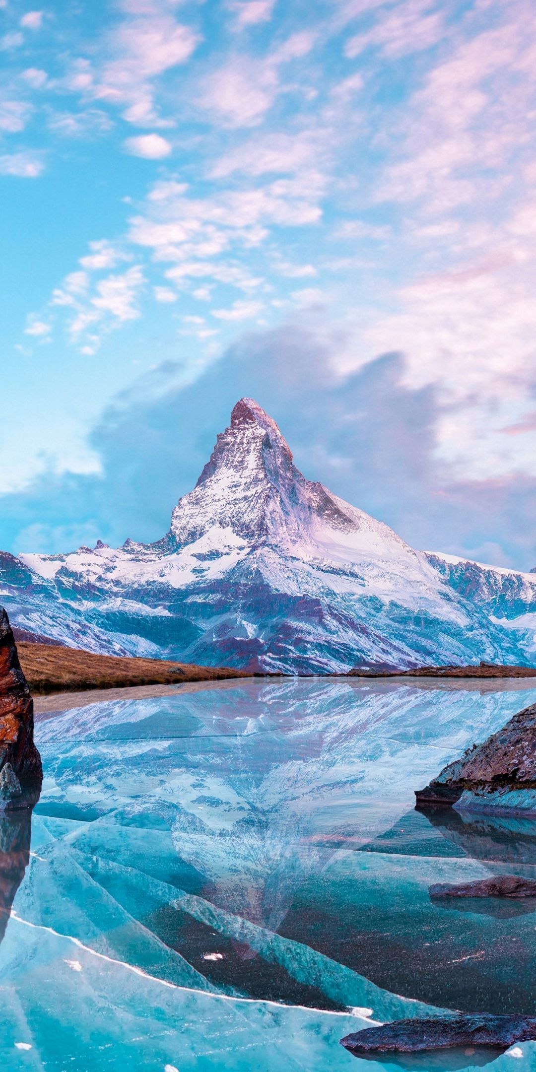 Matterhorn, mountains, nature, frozen lake, reflection, winter Wallpaper. Winter wallpaper, Mountain wallpaper, iPhone wallpaper mountains