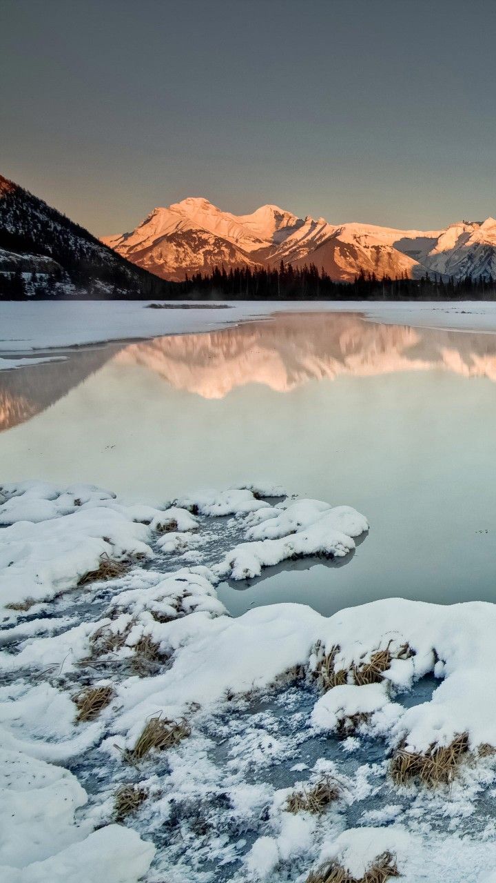 Beautiful winter lake and mountains wallpaper. Nature, Mountain wallpaper, Magical travel destinations