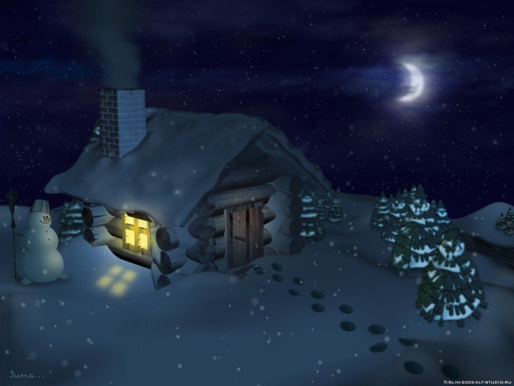 Free Animated Snow Scene Wallpaper
