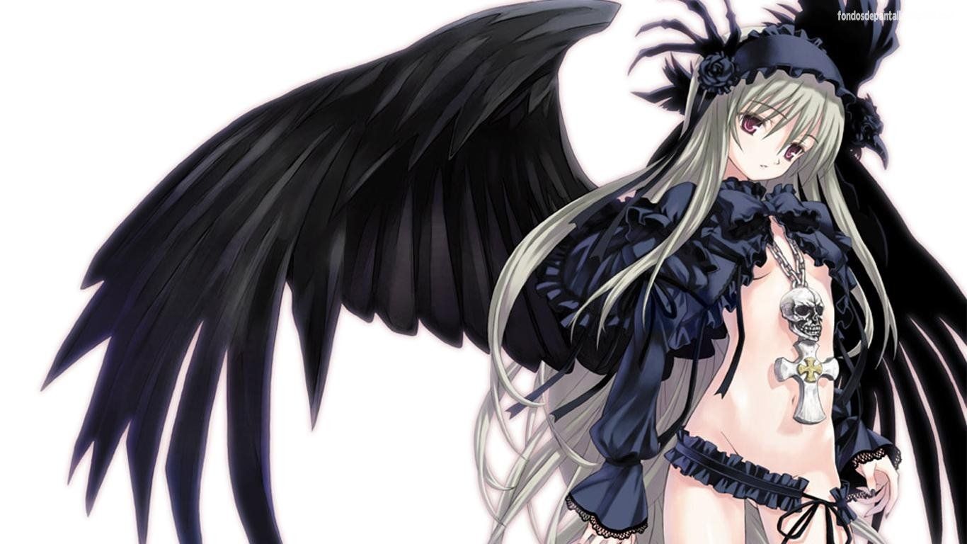 dark anime girl with wings