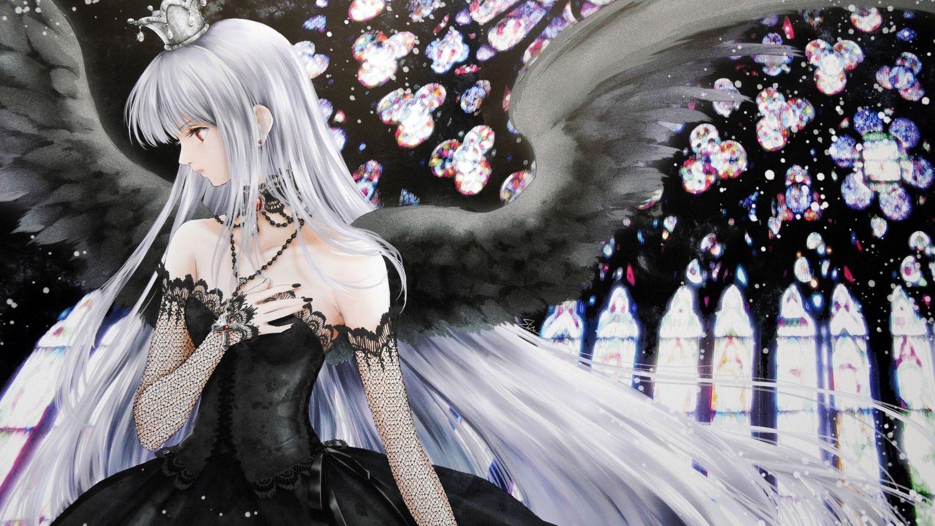 Free download angel wings anime girls silver hair black nail polish looking away [1920x1200] for your Desktop, Mobile & Tablet. Explore Black Angel Anime Wallpaper. Dark Anime Wallpaper, Dark