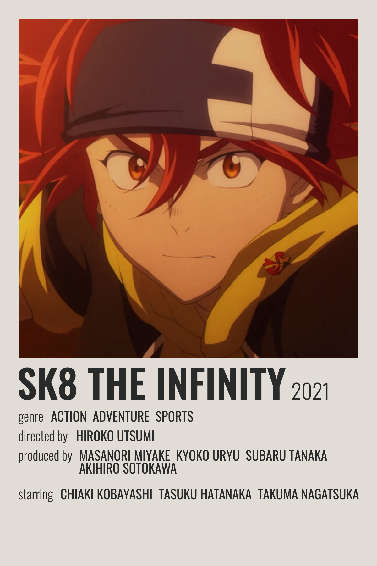 sk8 the infinity poster. Film posters minimalist, Anime reccomendations, Anime decor