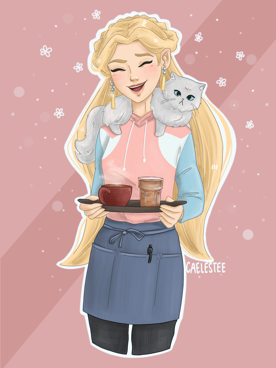 Romelle the Altean Girl with her kitty cat and her tray of cups for tea from Voltron Legendary Defender. Voltron fanart, Voltron, Voltron legendary defender