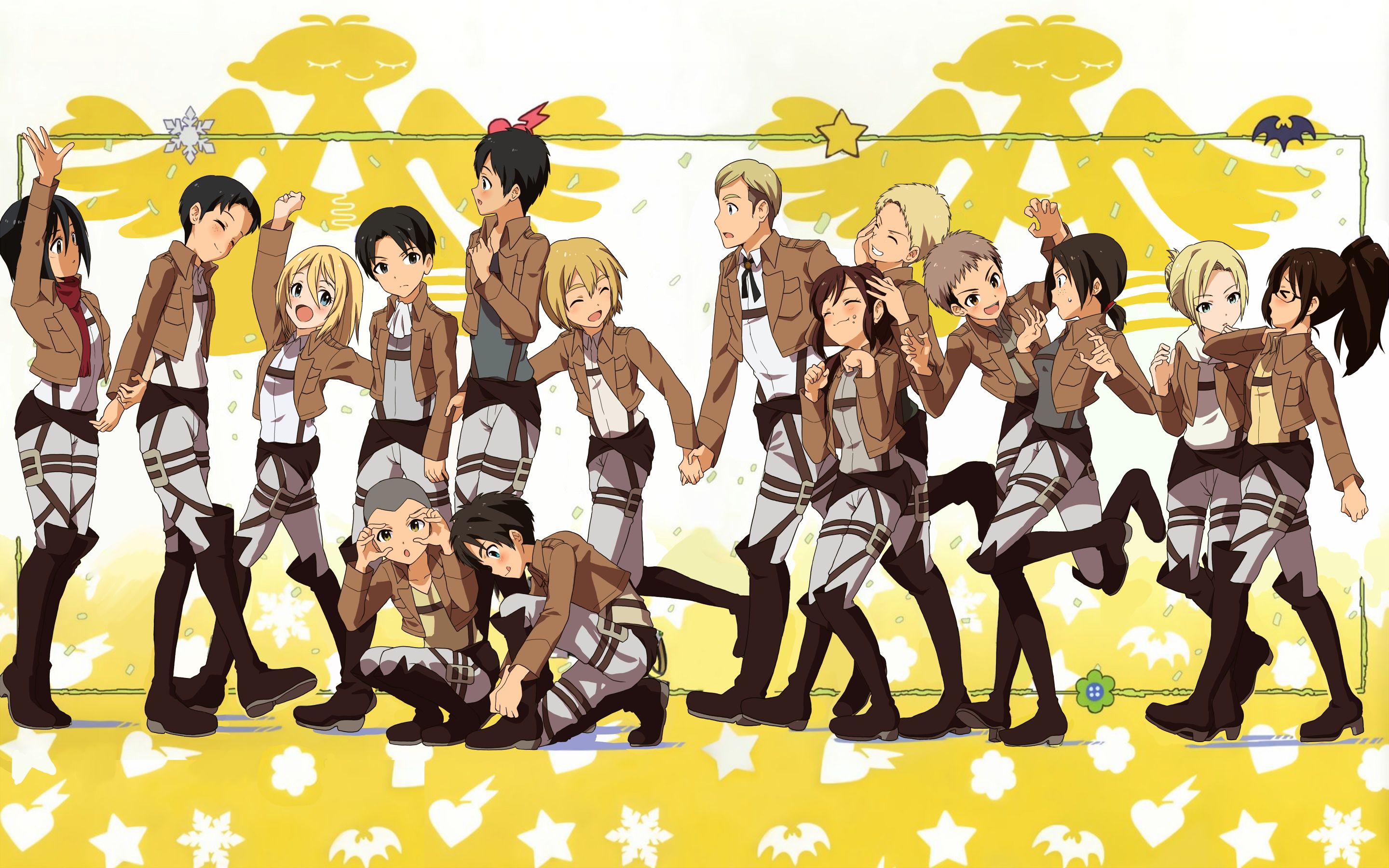 Annie Leonhart Armin Arlert Bertholdt Hoover Connie Springer Eren Yeager Erwin Smith Hange Zoe Histo Wallpaper:2880x1800