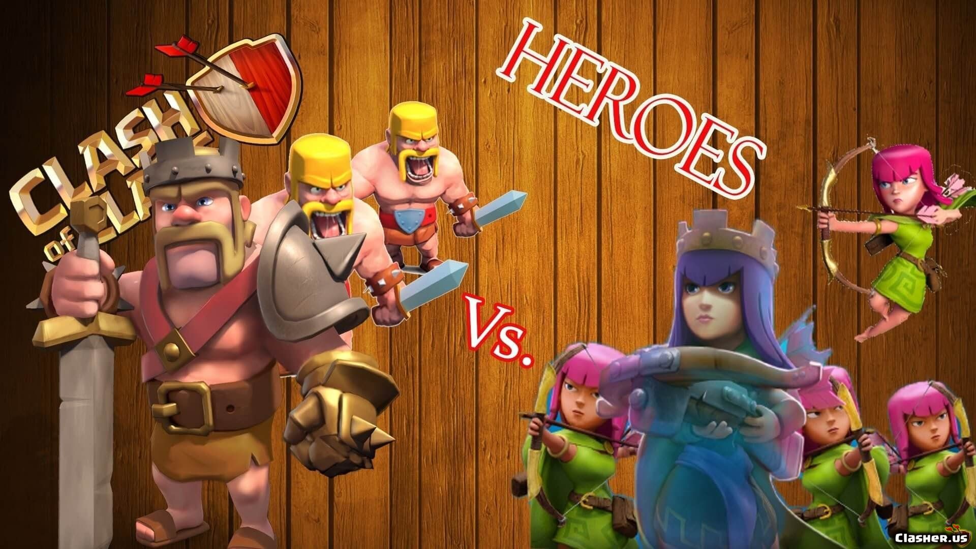 heroes, archer queen, barbarian king of Clans Wallpaper