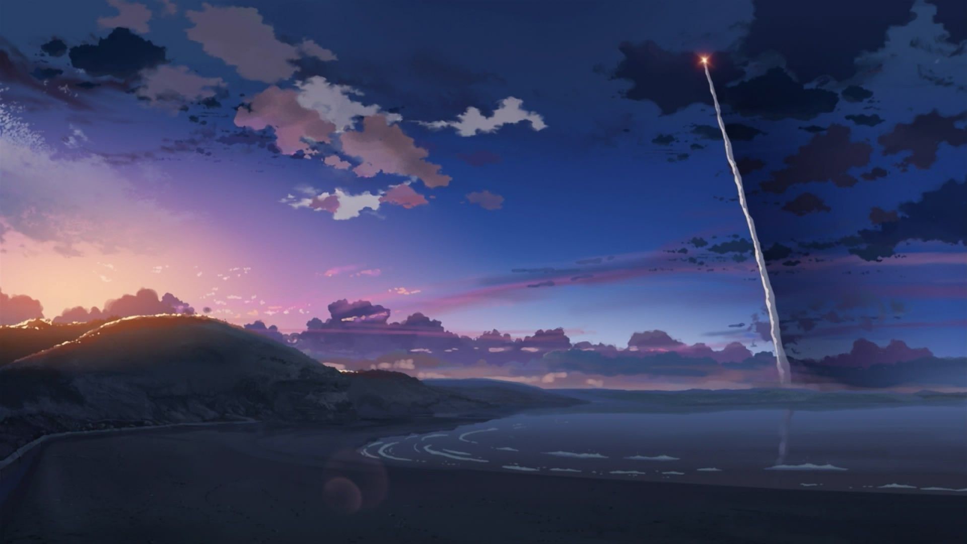 Scenery Anime Sunset Wallpaper
