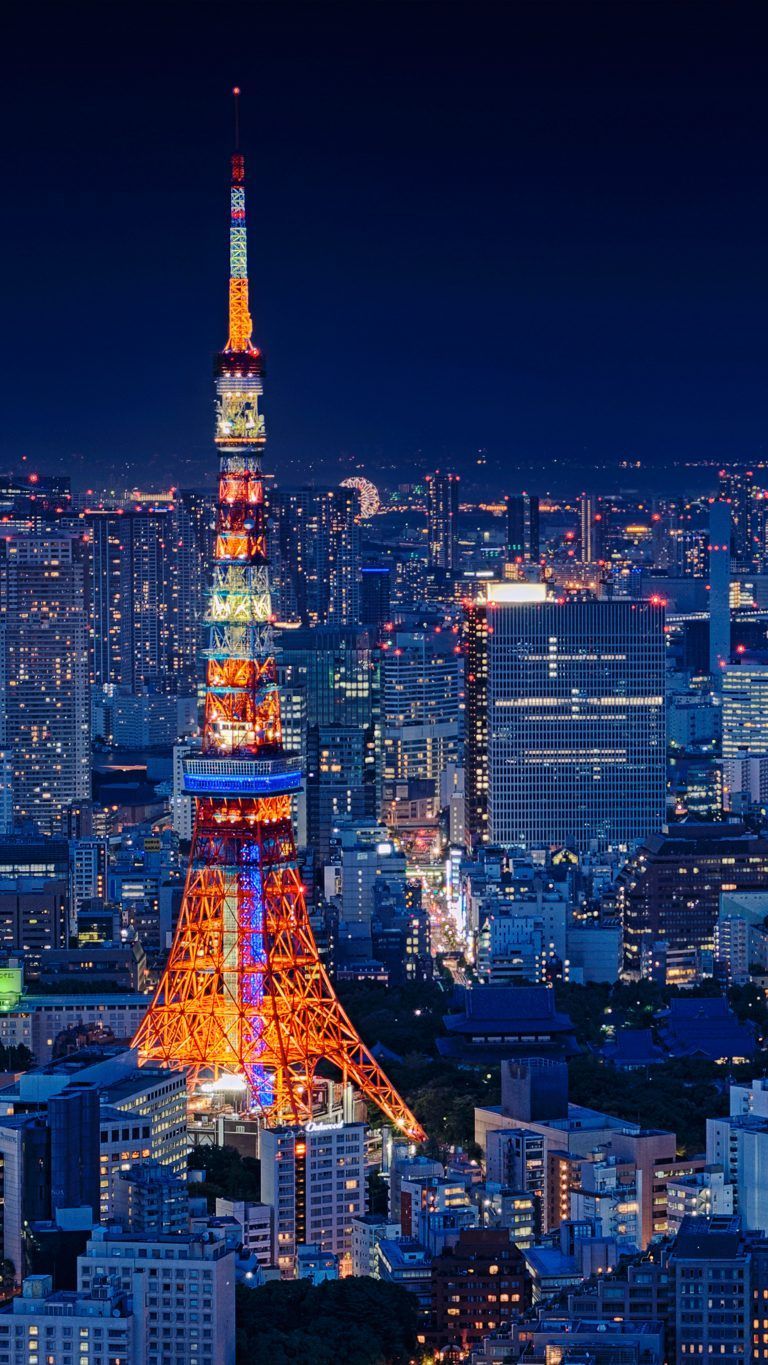 Tokyo Tower Japan Night Cityscape 4K Ultra HD Mobile Wallpaper. iPhone wallpaper japan, Tokyo tower, Tokyo photography