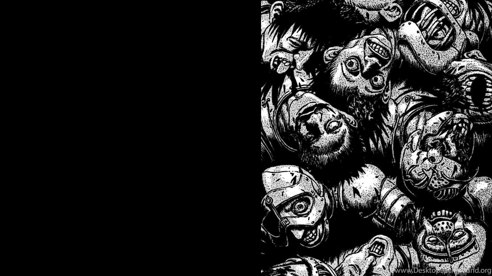 Berserk Kentaro Miura Grayscale Horror Manga Wallpaper Desktop Background