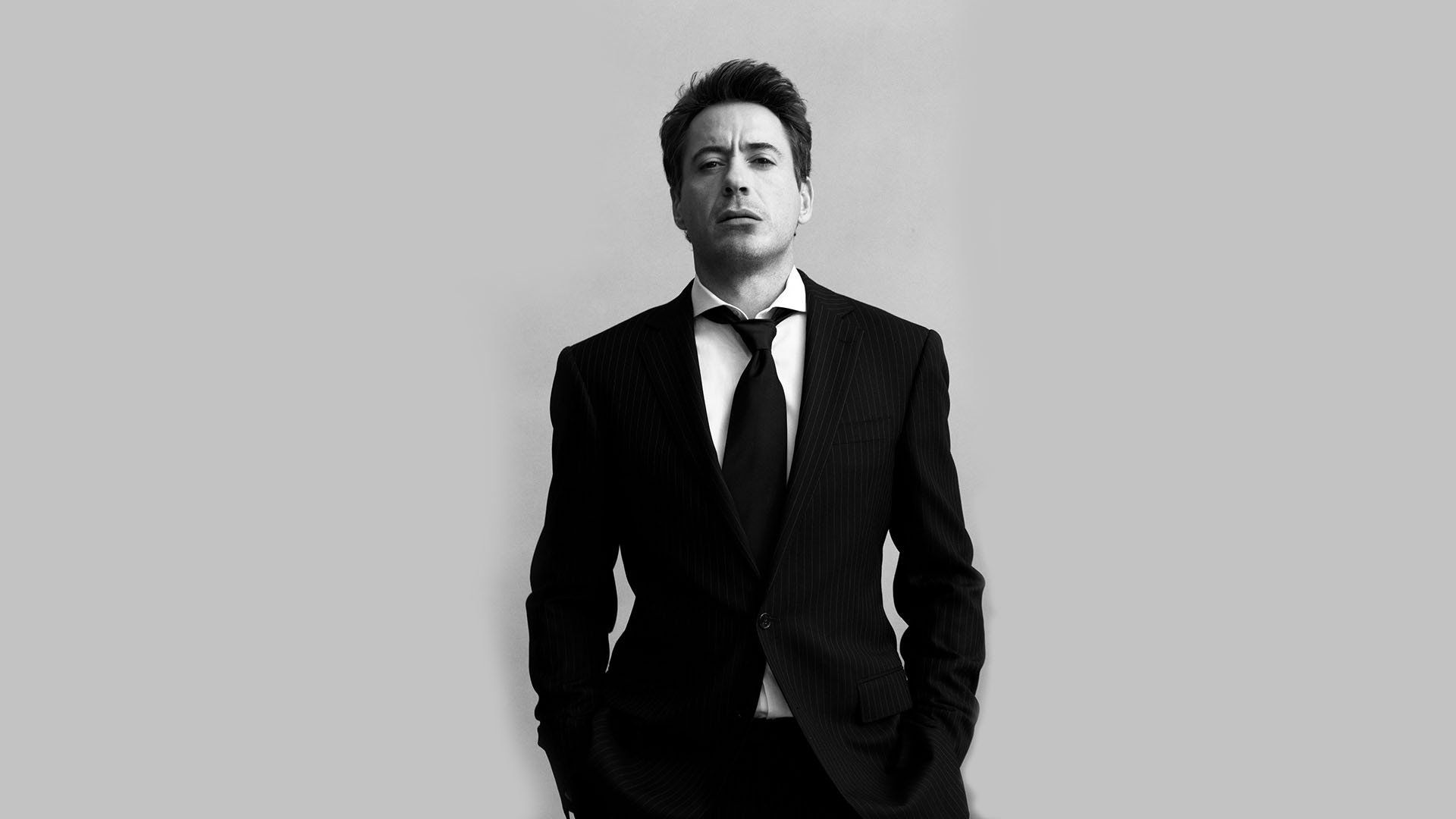 men, Robert Downey Jr., Monochrome, Suits, Tie HD Wallpaper / Desktop and Mobile Image & Photo