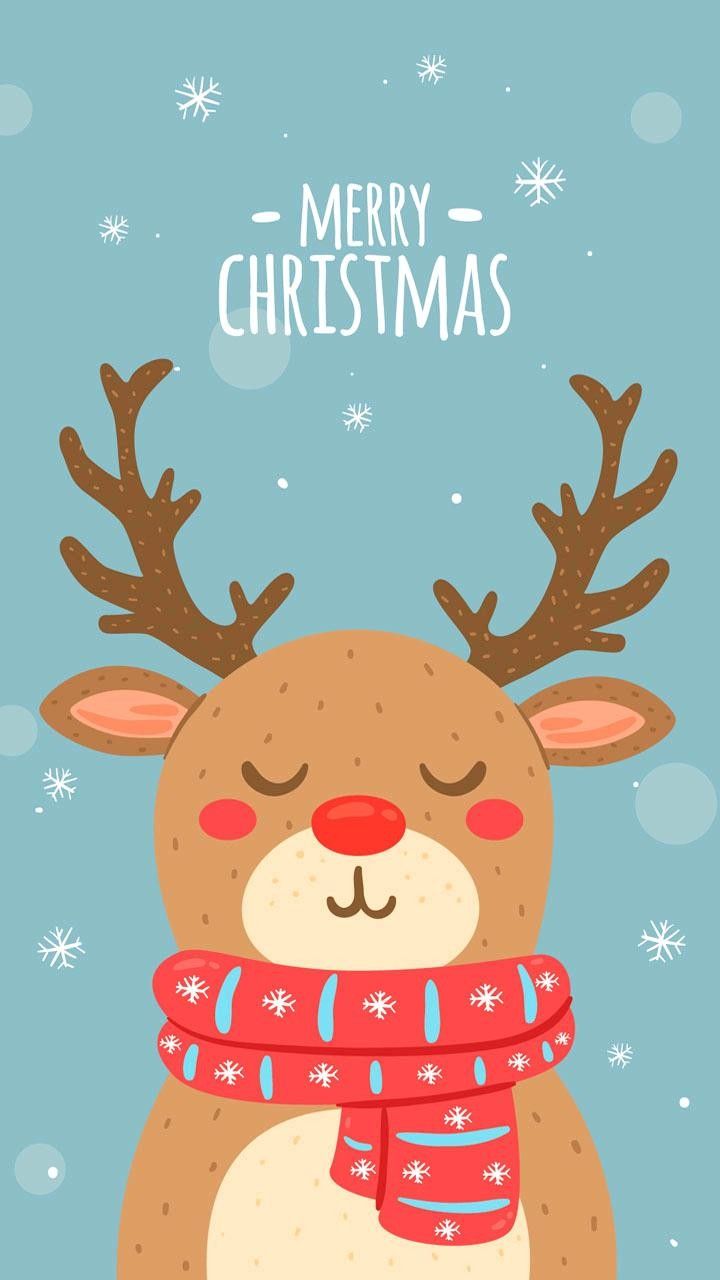 Merry Christmas reindeer wallpaper. Рождественские иллюстрации, Рождественские изображения, Рождественские открытки