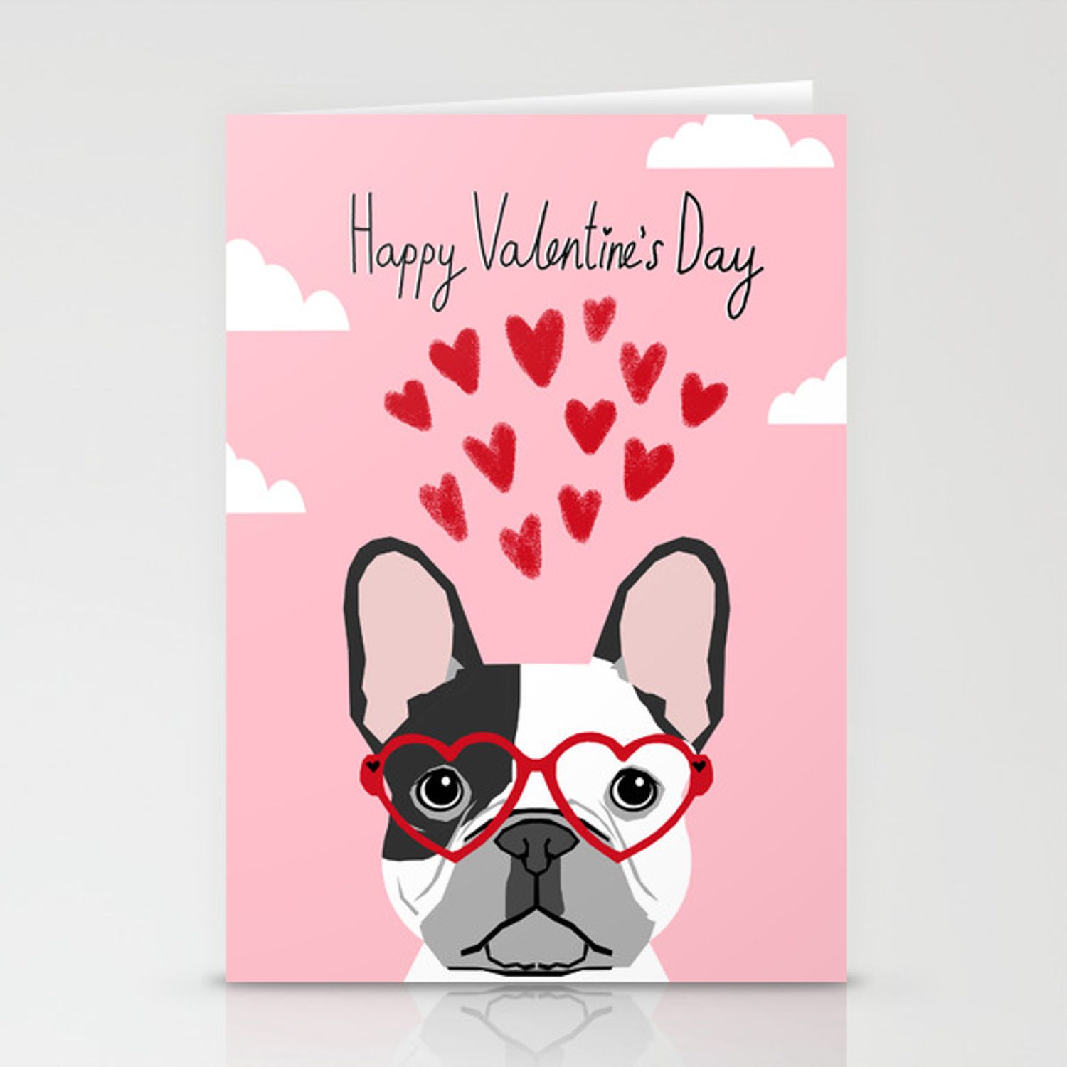 French Bulldog heart glasses valentines day dog breed pet gift frenchies Stationery Cards