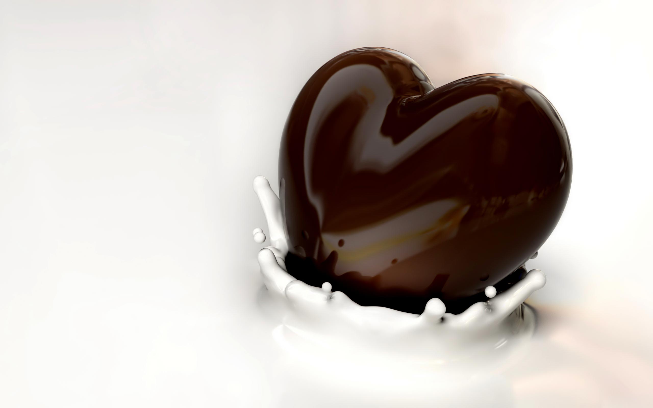 Widescreen HD Wallpaper > Holiday > Milk and Chocolate Valentine's Day Heart HD wallpaper. High Definition Wallpaper > HD Resolution: 2560x1600