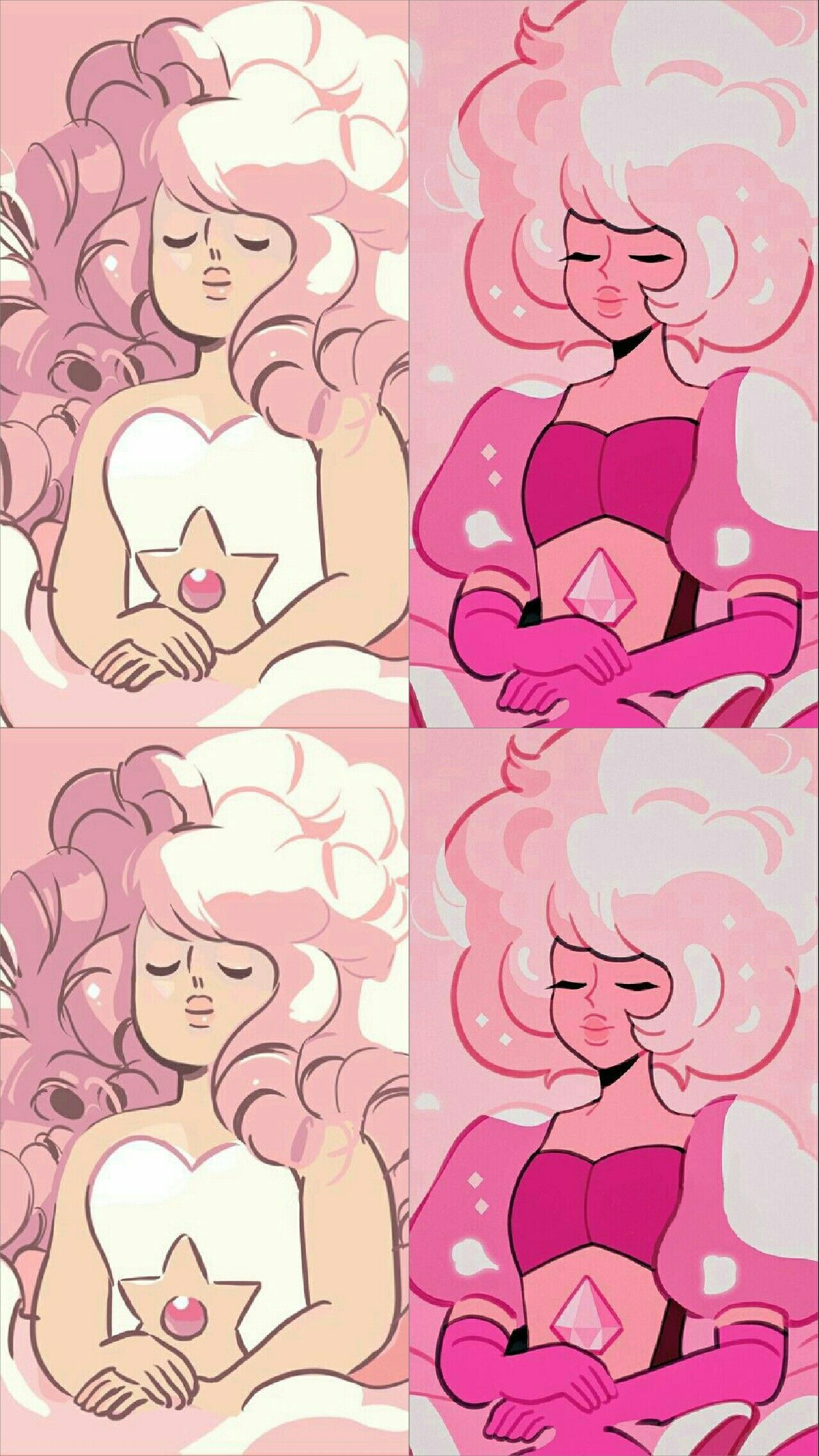 They have the same pose Quartz is Pink Diamond She's been the same gem. Steven universe diamond, Steven universe wallpaper, Pink diamond steven universe